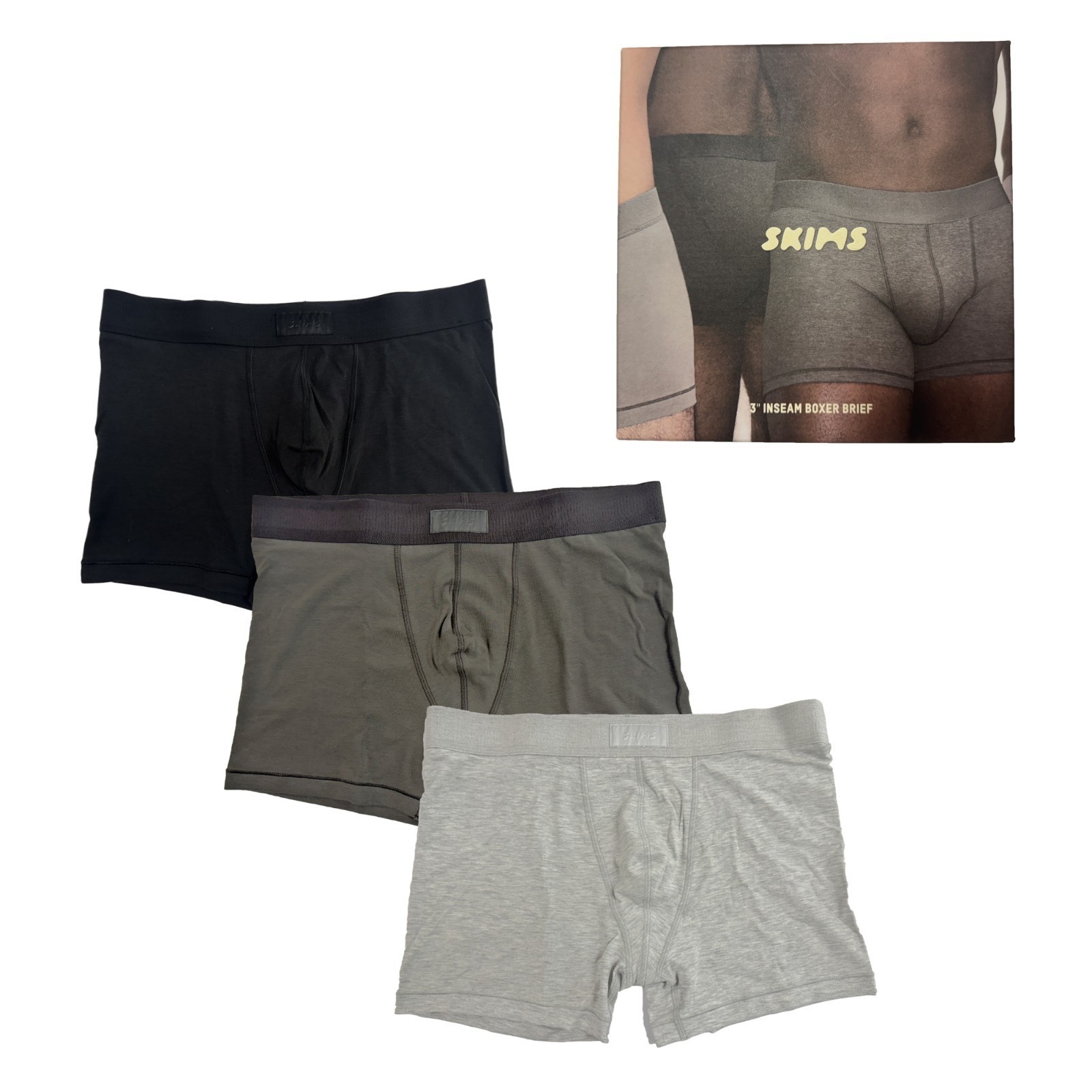 Skims Mens Boxer Briefs 3-pack Multi Color Comfort Waistband 36-38 3\ Skims Mens Boxer Briefs 3-pack Multi Color Comfort Waistband 36-38 3\