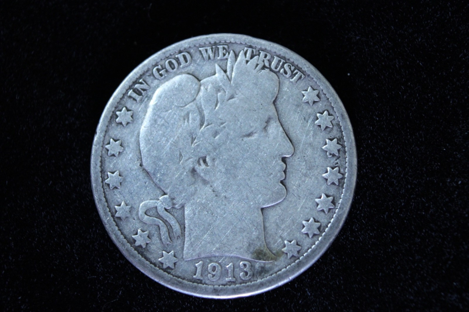 1913-D Barber Half Dollar — Tough Lower Mintage Denver Issue — 90% Silver