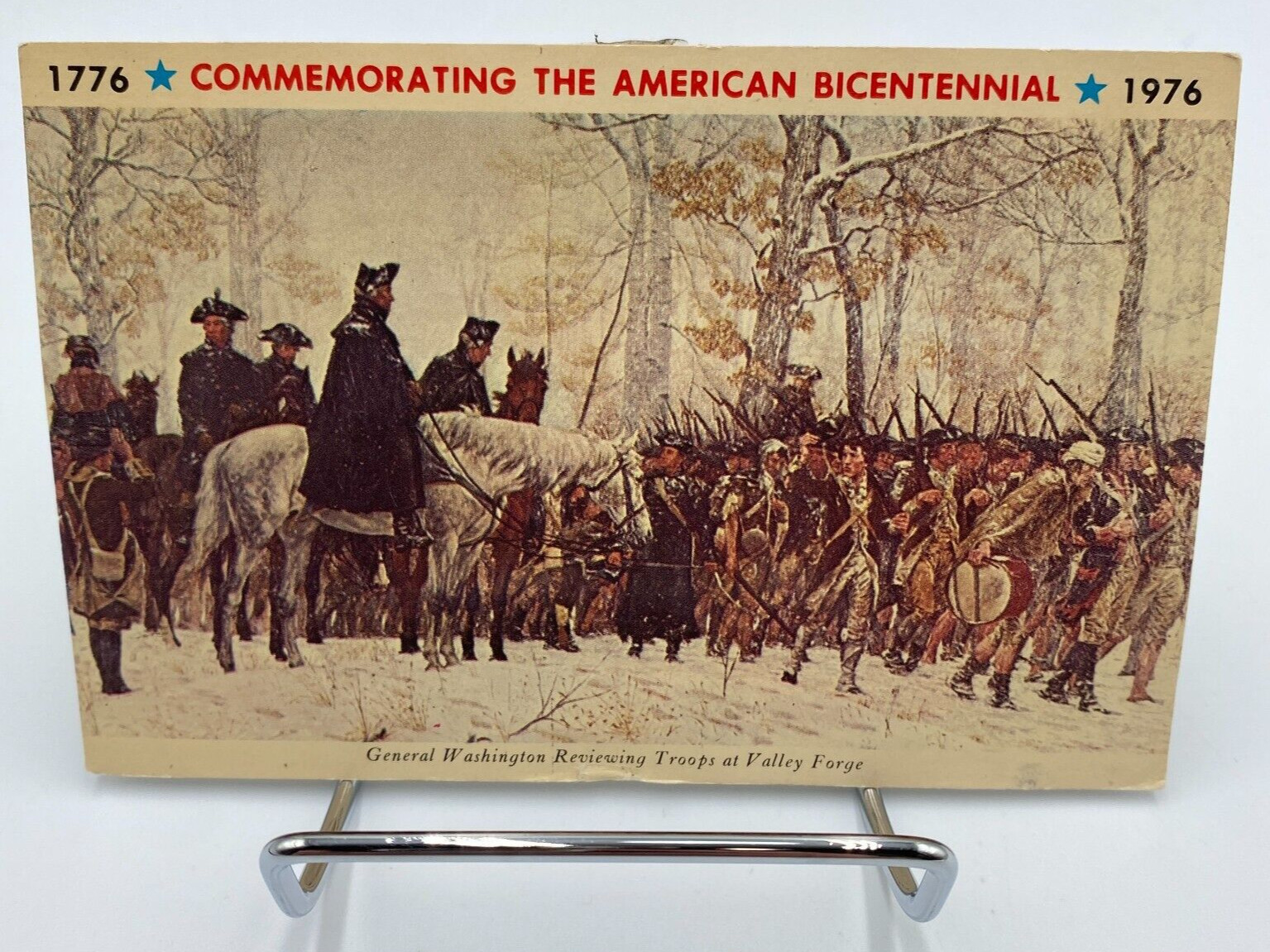 Vtg 1976 Bicentennial General Washington Valley Forge Postcard Vtg 1976 Bicentennial General Washington Valley Forge Postcard