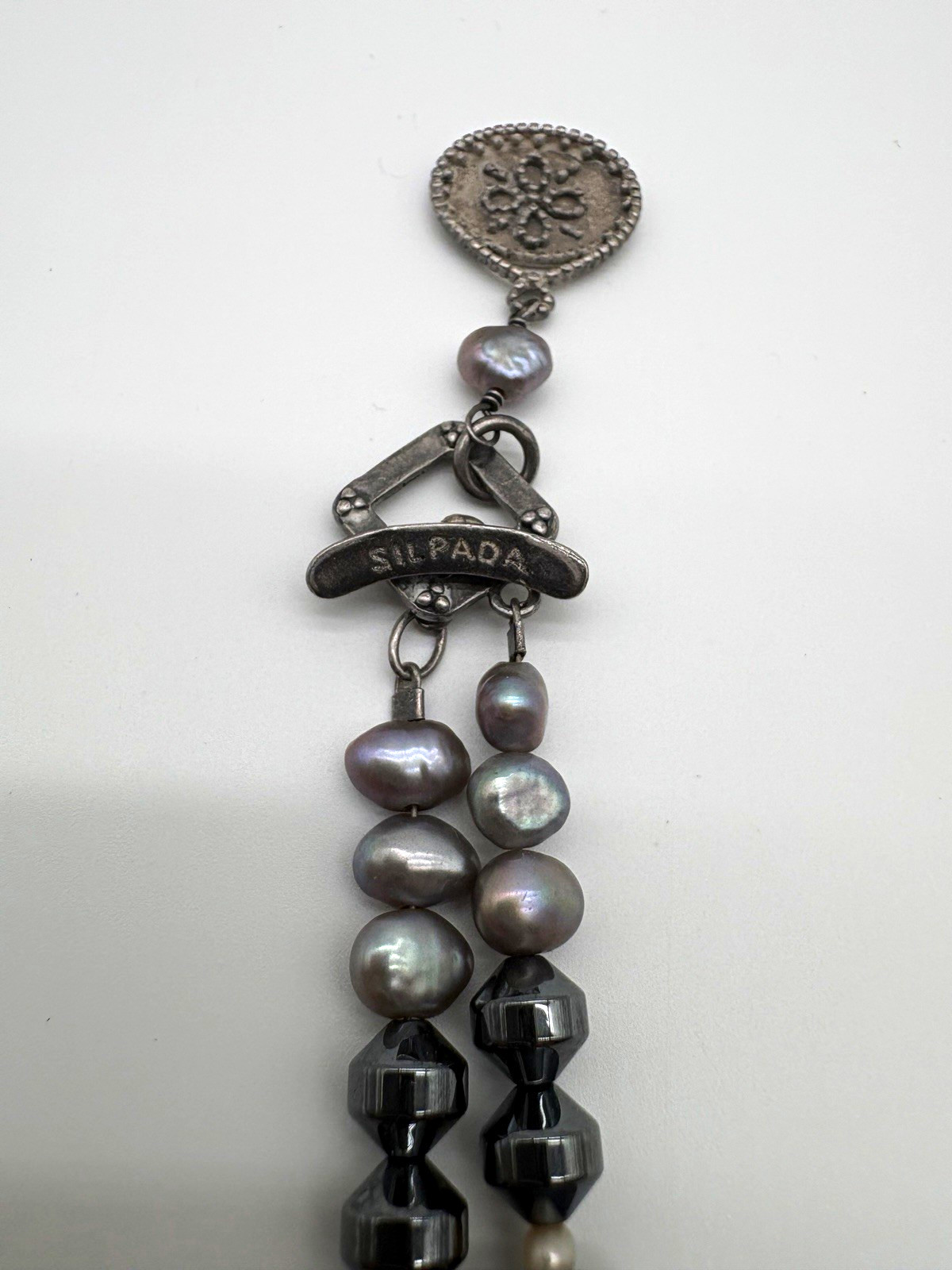 Silpada Signed 34in Cultured Gray Baroque Pearl Hematite Toggle Charm Silpada Signed 34in Cultured Gray Baroque Pearl Hematite Toggle Charm