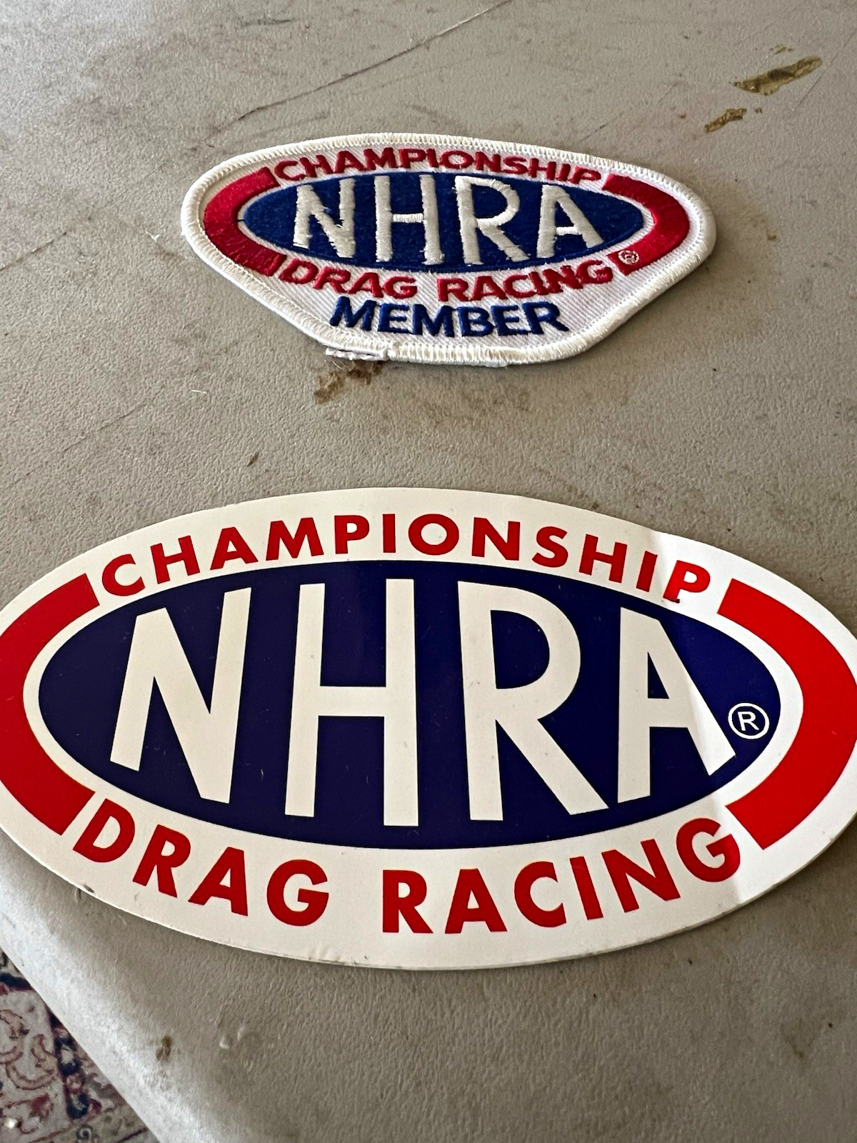NHRA Championship Drag Racing Member Patch & Oval Decal, Licensed Red/White/Blue