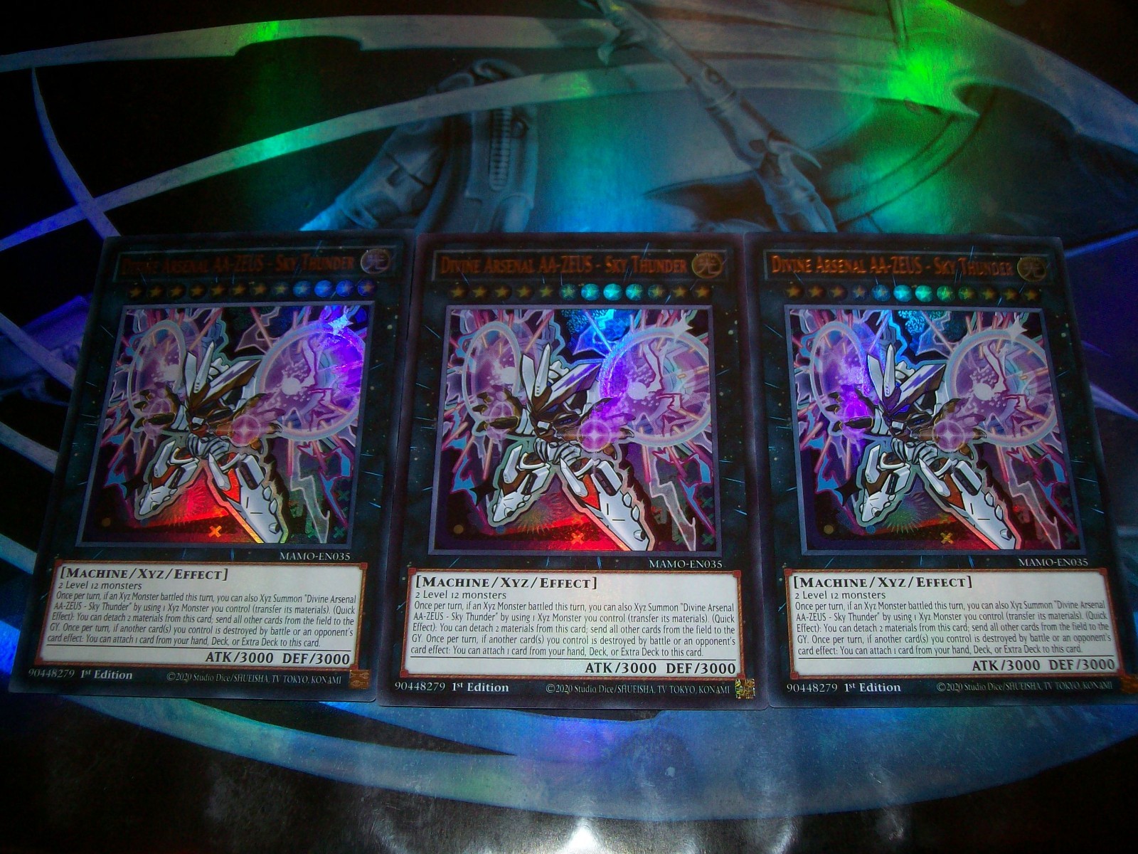 3x Divine Arsenal AA-ZEUS - Sky Thunder 1st Edition Ultra Rare MAMO-EN035
