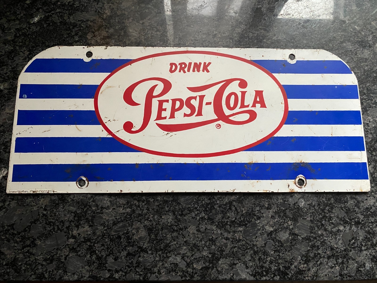 Early Vintage DRINK PEPSI COLA Tin Metal Rack Sign - MEASURES 14