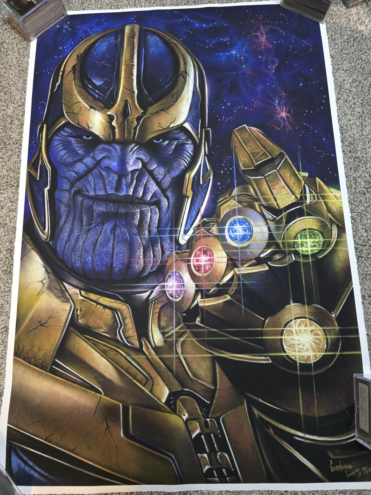 24×36 Victor Garduno Thanos LE 40/275 Signed Front & Back w/ COA Marvel Art HUGE