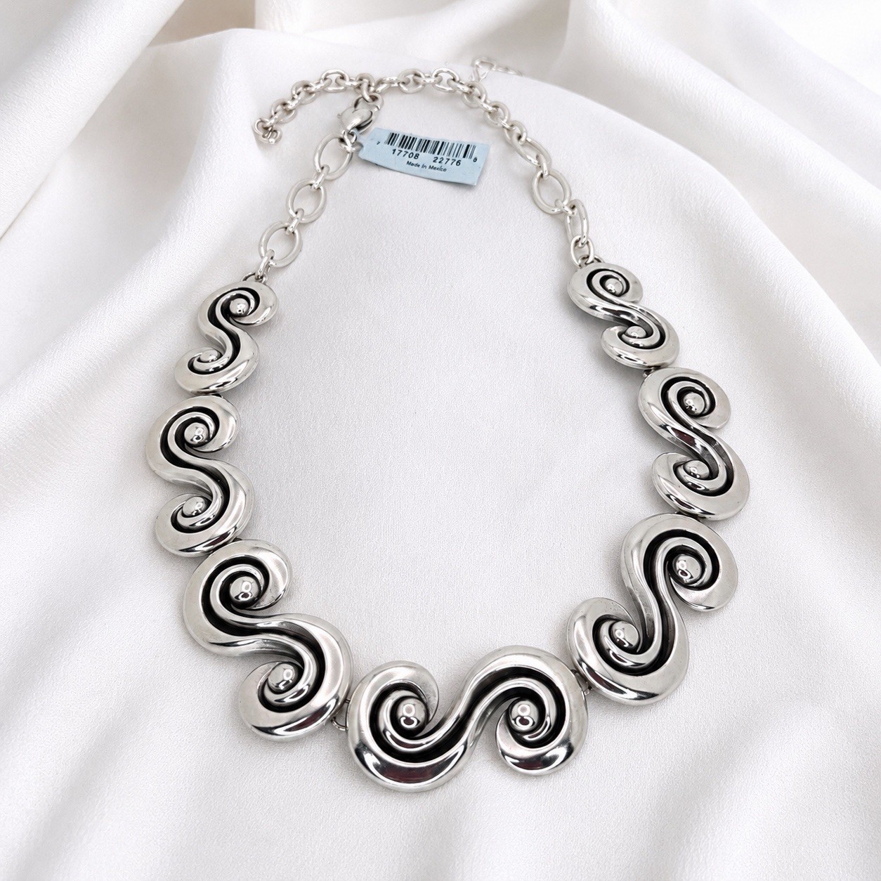 Brighton Contempo Moda Statement Necklace Silver Tone Swirl Design NWT