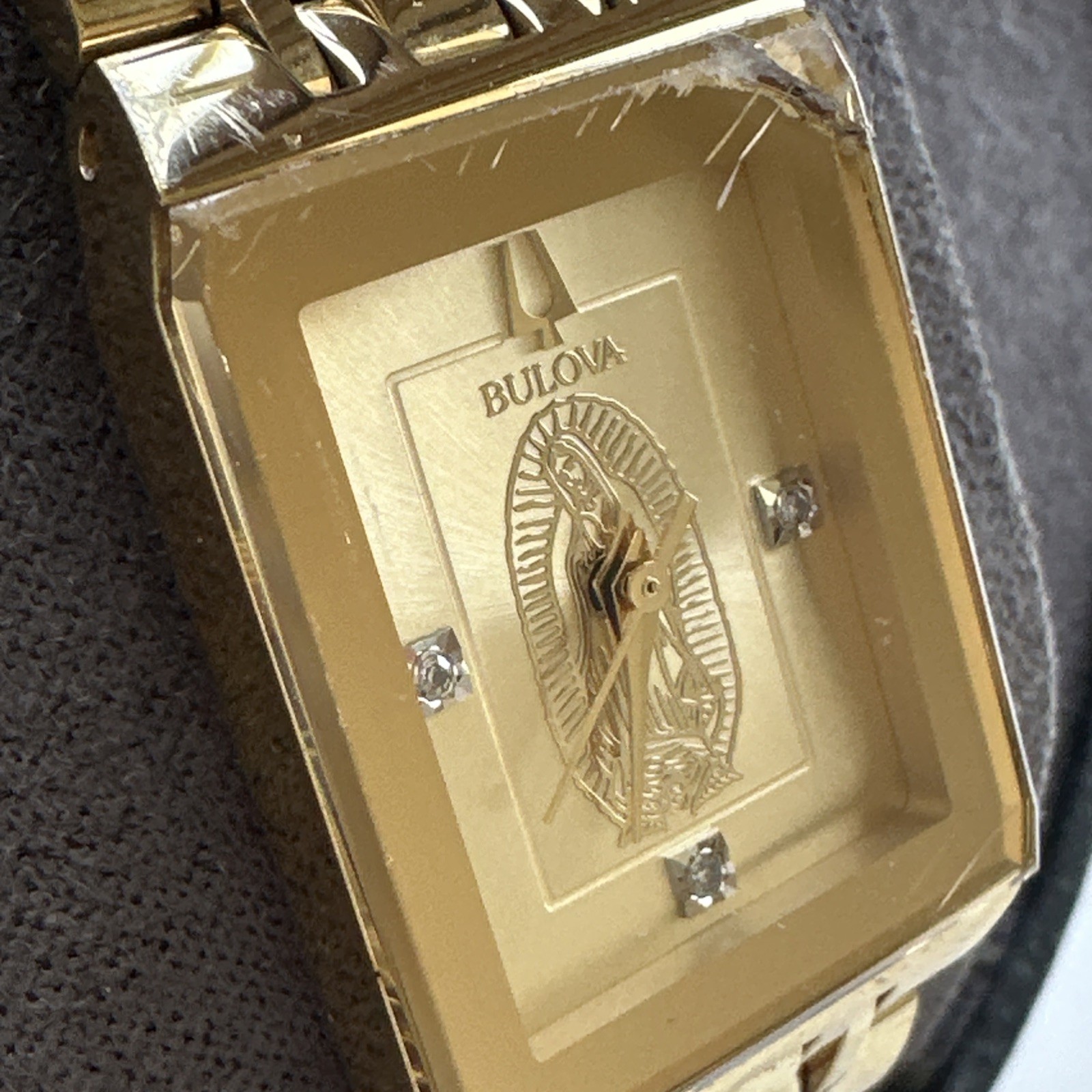 Bulova Lady Nuestra Señora De Guadalupe womens Diamond 97p140LG *CHIP CRYSTAL