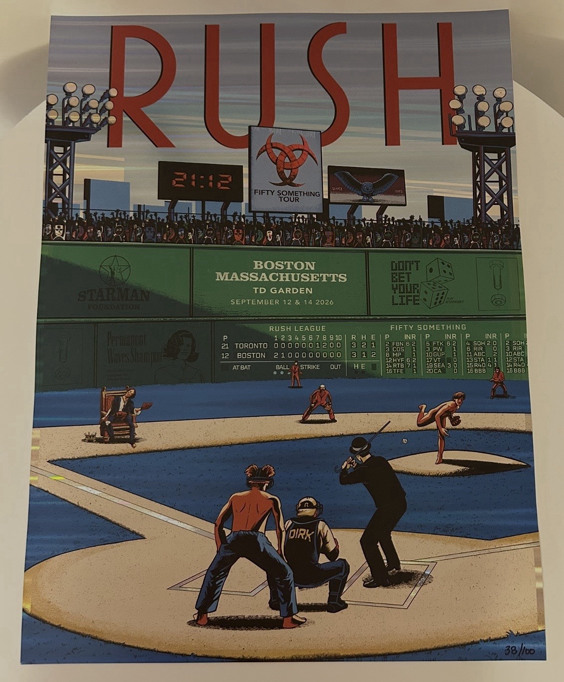 RUSH FIFTY SOMETHING TOUR 9/12/26 BOSTON TD GARDEN 2026 FOIL POSTER 38/100