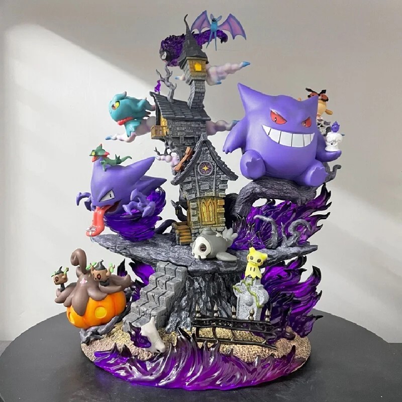 31cm Gengar Evolution Family Figure – Haunter & Gastly PVC Anime Statue W/B