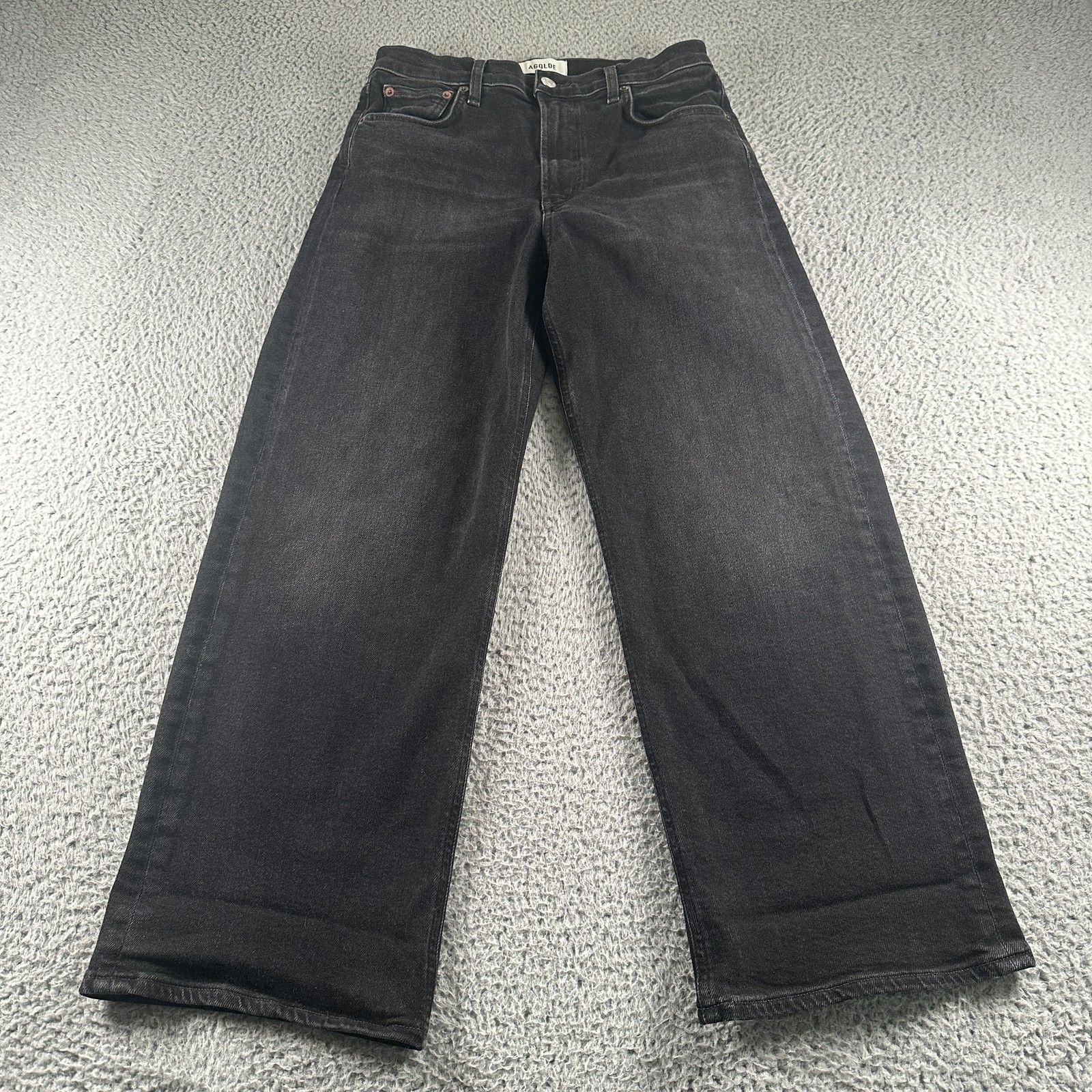 AGOLDE Ren High Rise Wide Leg Crop Jeans Womens 28 Black Relaxed Dark Wash