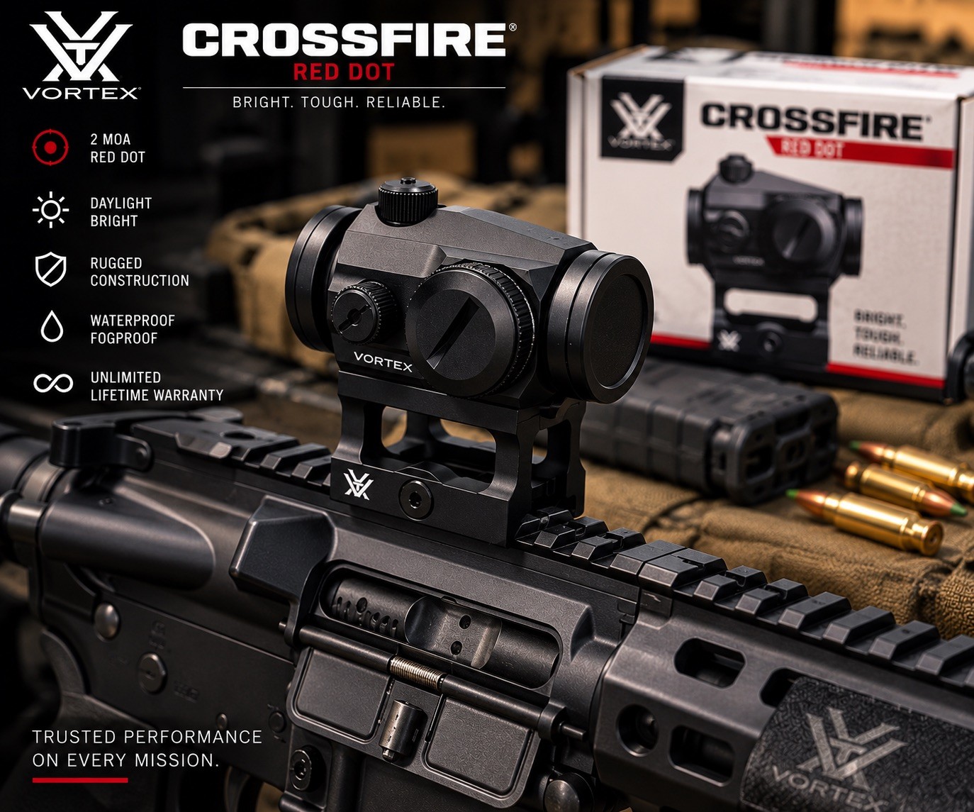 Vortex Crossfire Red Dot Sight (CF-RD1) 2 MOA Vortex Crossfire Red Dot Sight (CF-RD1) 2 MOA
