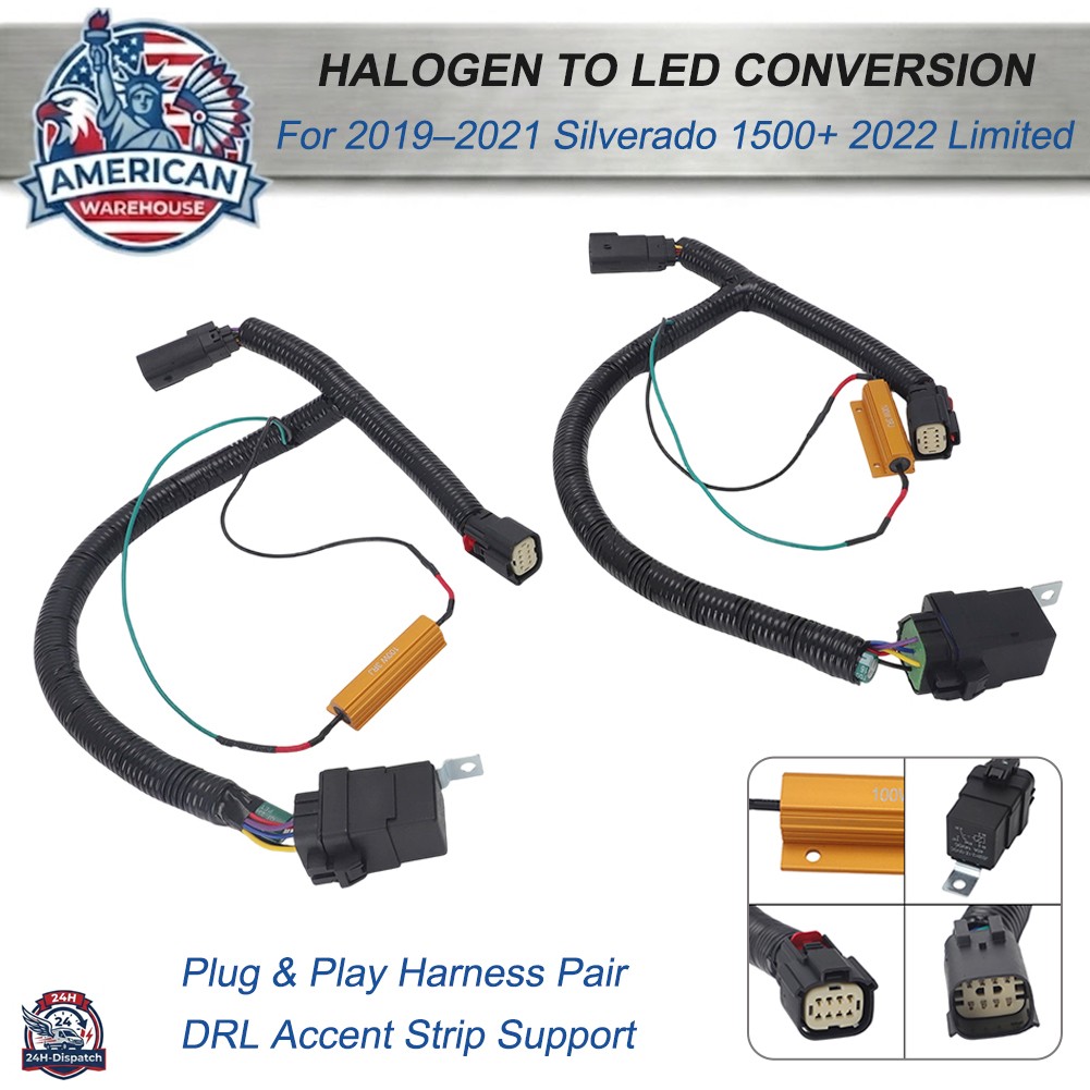 For Chevy Silverado 1500 2019-2021 2022 Limited Halogen to LED Headlight Harness