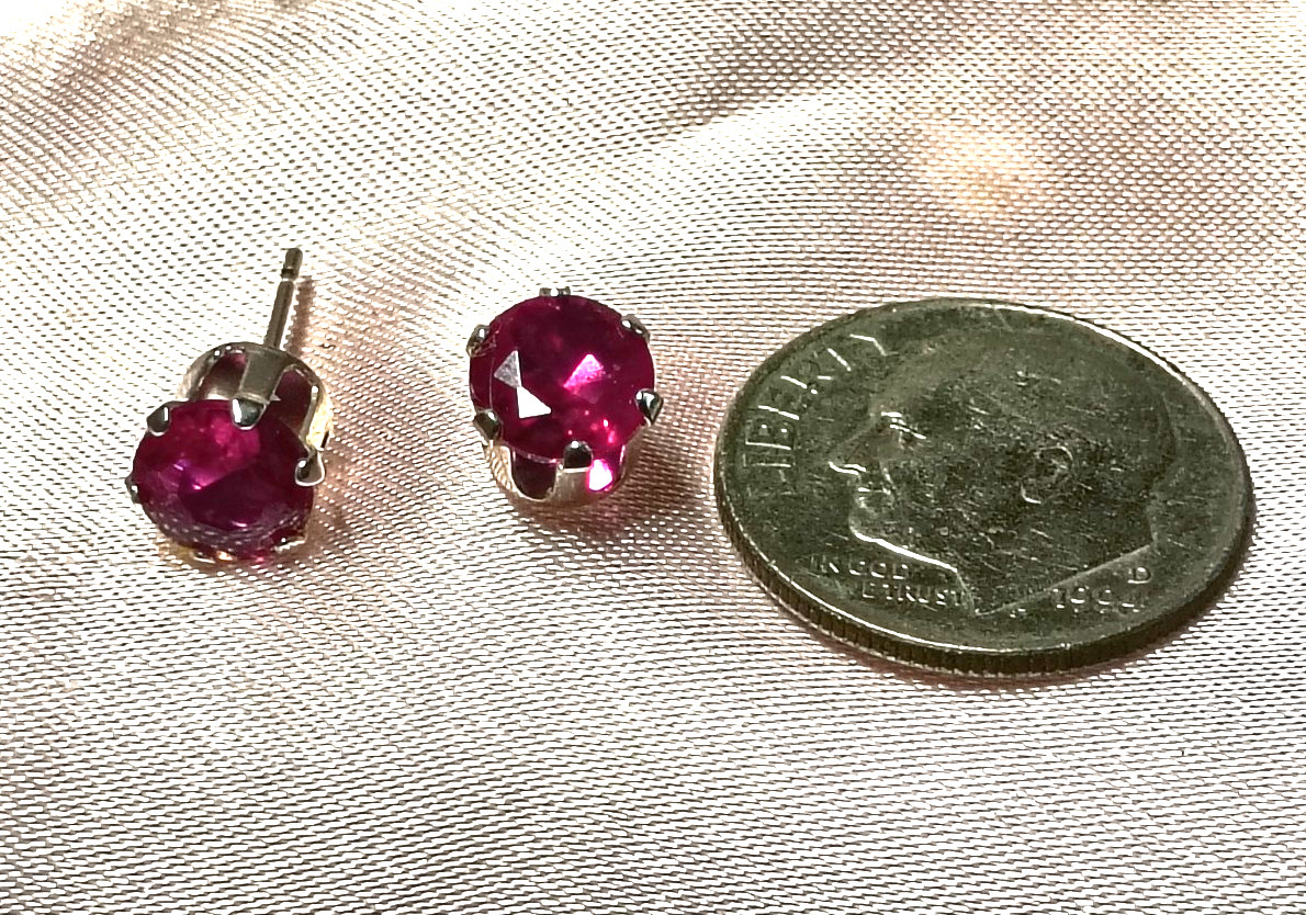 VERY NICE   ROUND 6MM    RUBY STERLING SILVER STUDS-- 1.50CTW