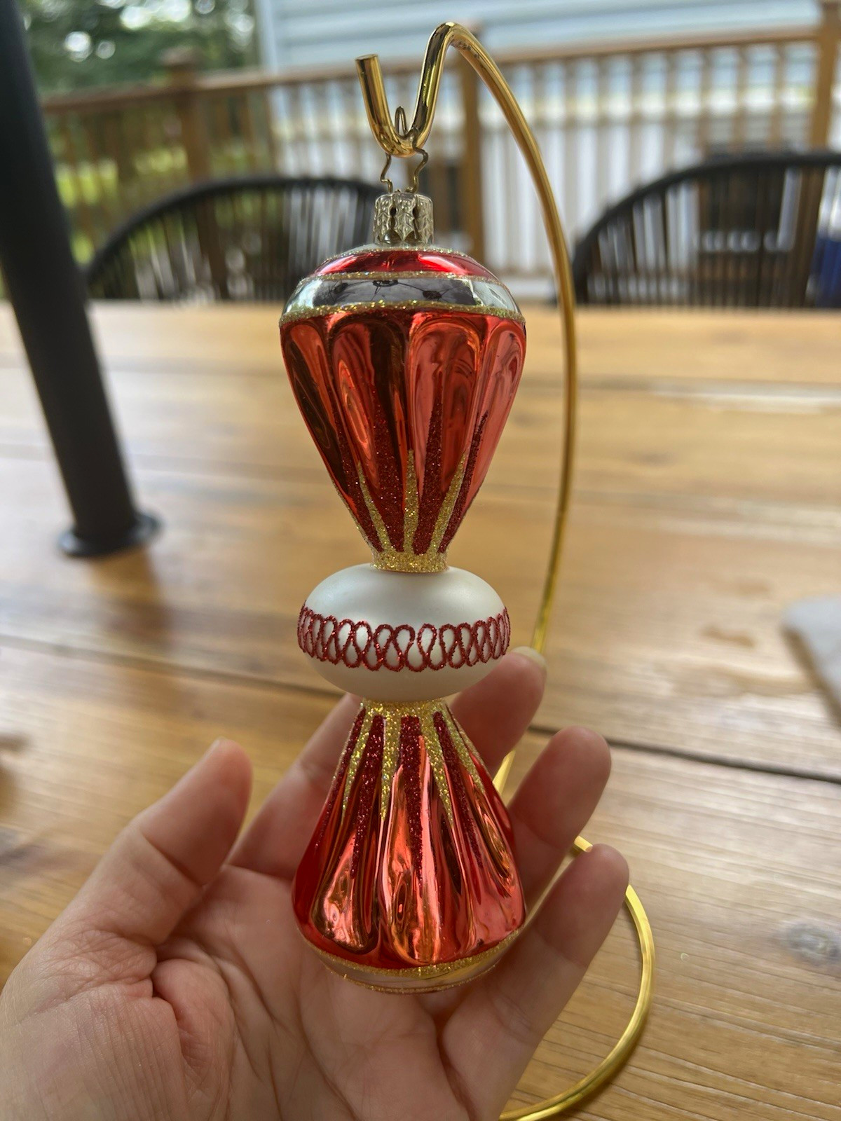Christopher Radko Rare Vintage Fantasia orange Party Pop Glitter Glass Ornament
