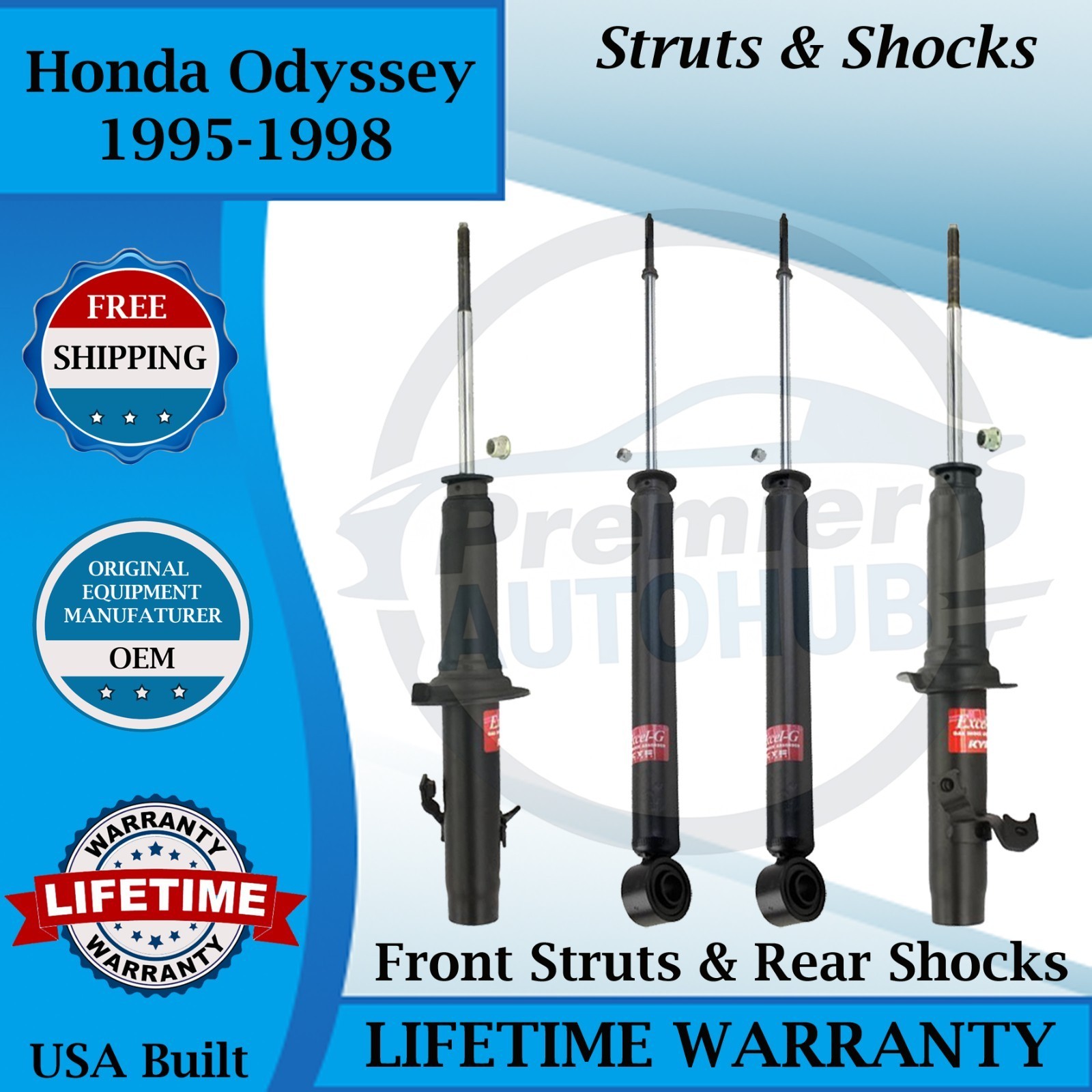 KYB OEM Front Struts and Rear Shocks For 1995-1998 Honda Odyssey 9 Yr Warranty