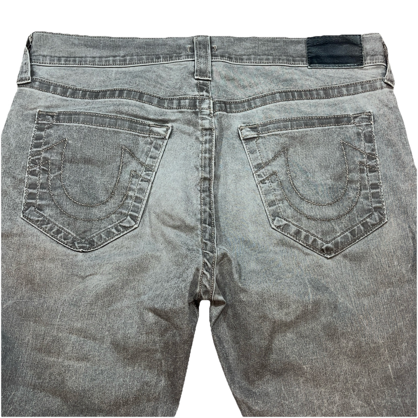 True Religion GRAY Jeans men’s 33 Stretchy cotton DEAN Tapered, Button Fly, USA