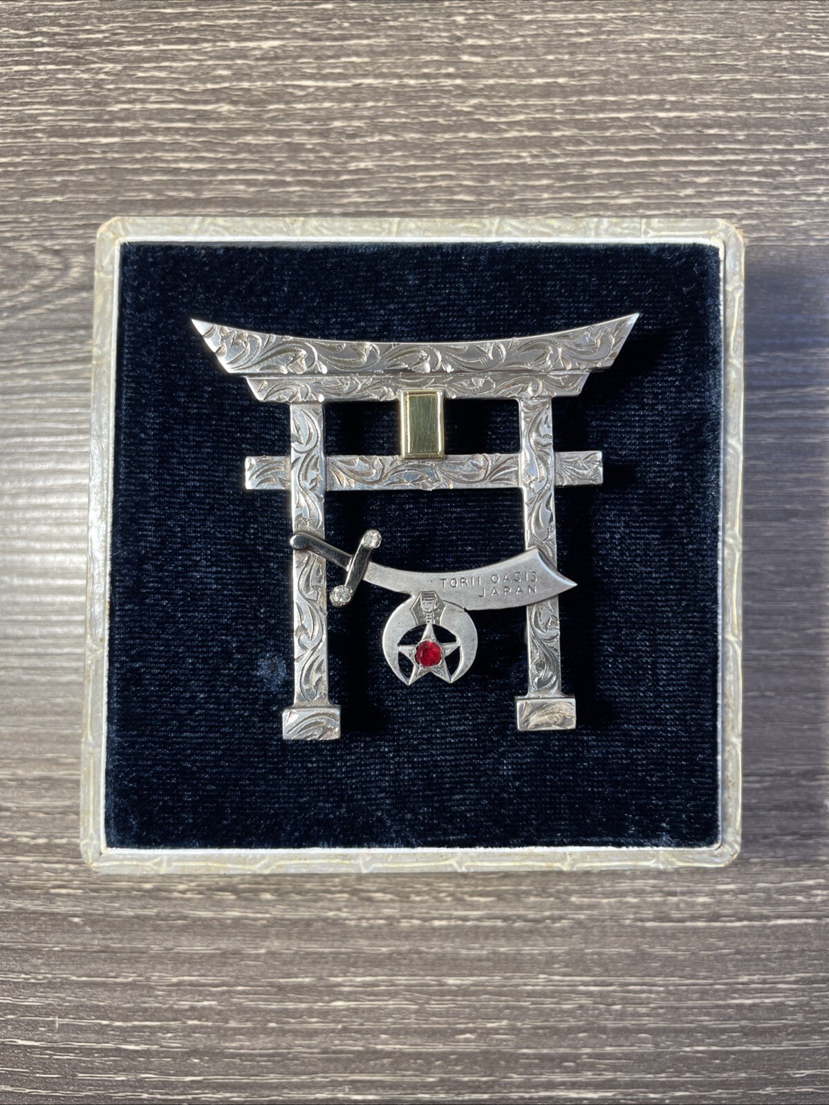 Rare Vintage Torii Oasis Club Japan Shriner Badge 21g Solid Sterling Silver 950