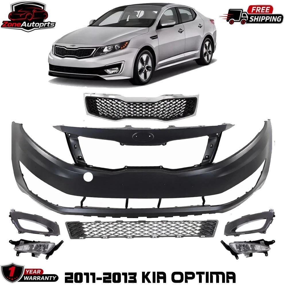 Front Bumper Cover Primed & Grille Assembly Kit For 2011-2013 Kia Optima
