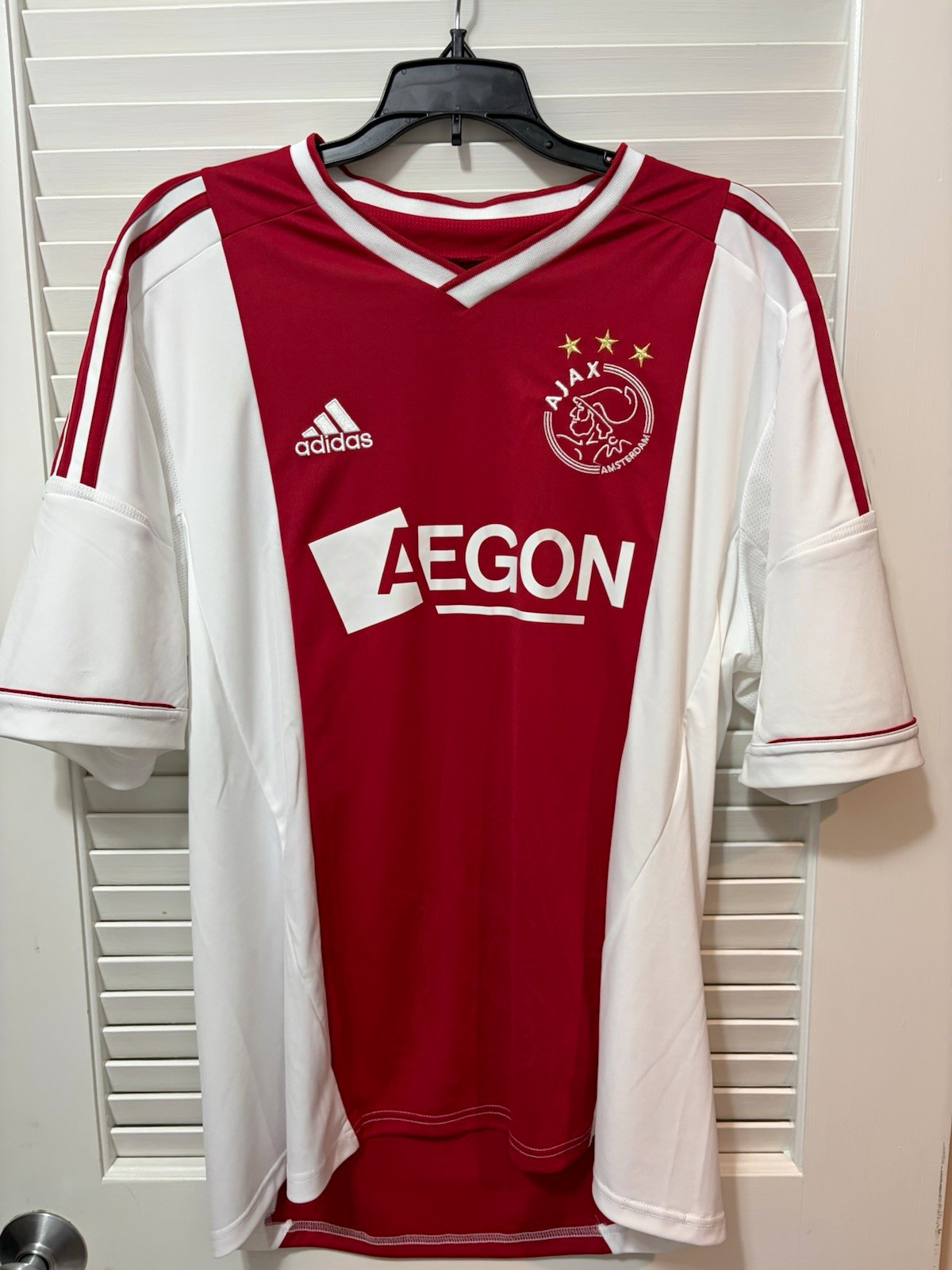 adidas AFC Ajax Amsterdam Men's Soccer Jersey AEGON Red/White Size Large L adidas AFC Ajax Amsterdam Men's Soccer Jersey AEGON Red/White Size Large L