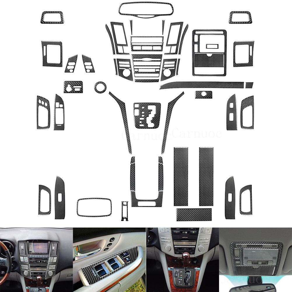 49pcs For Lexus RX330 RX350 Carbon Fiber Interior Full Kits Trim Set