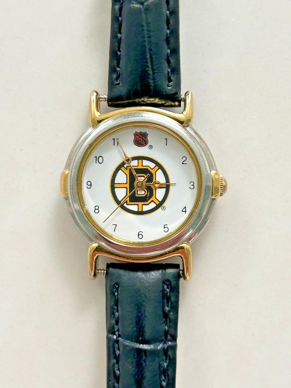 Vintage NHL Boston Bruins Gold Silver Tone Analog Quartz Wenger Womens Watch