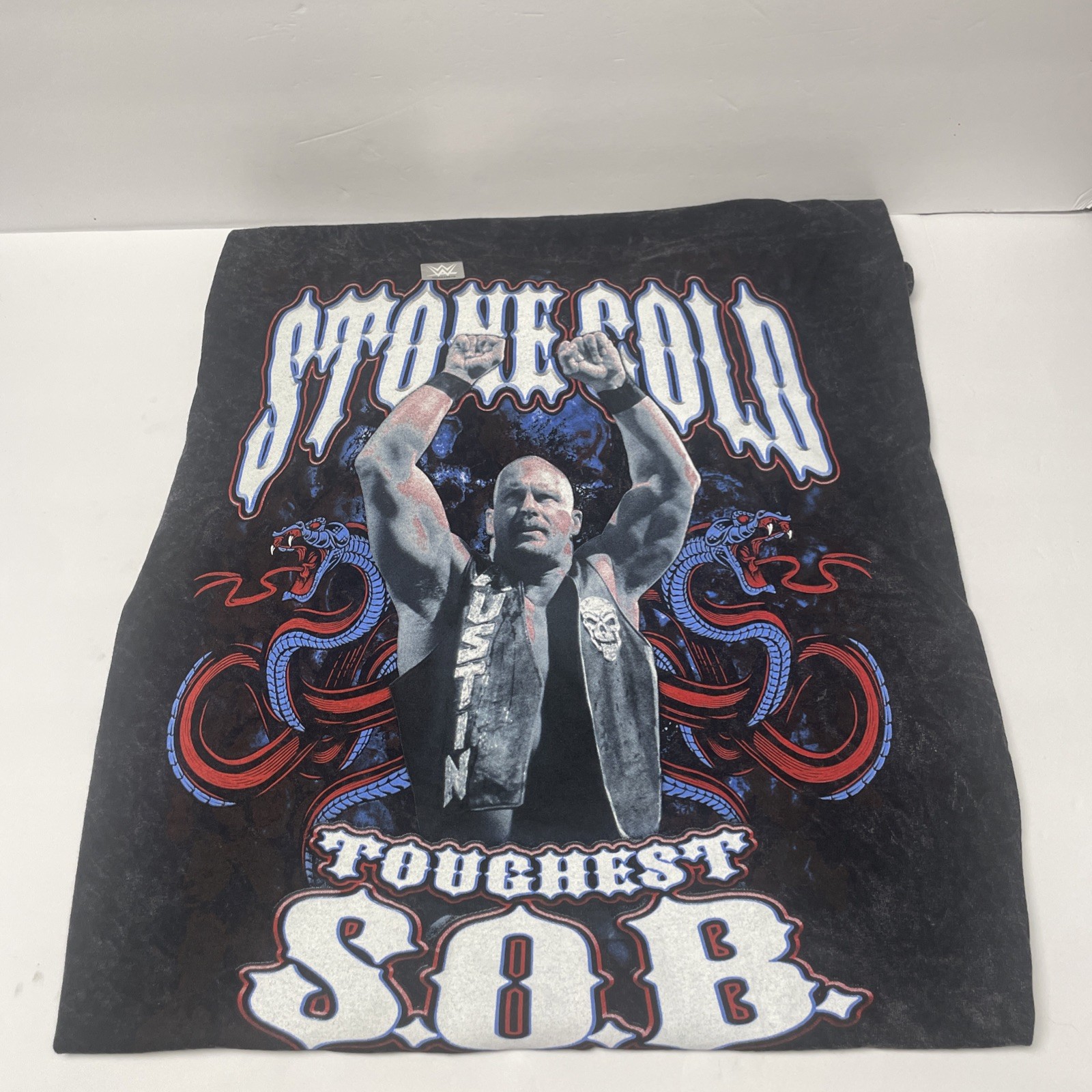WWE Stone Cold Steve Austin Toughest SOB T Shirt Mens Large Black Mineral Wash