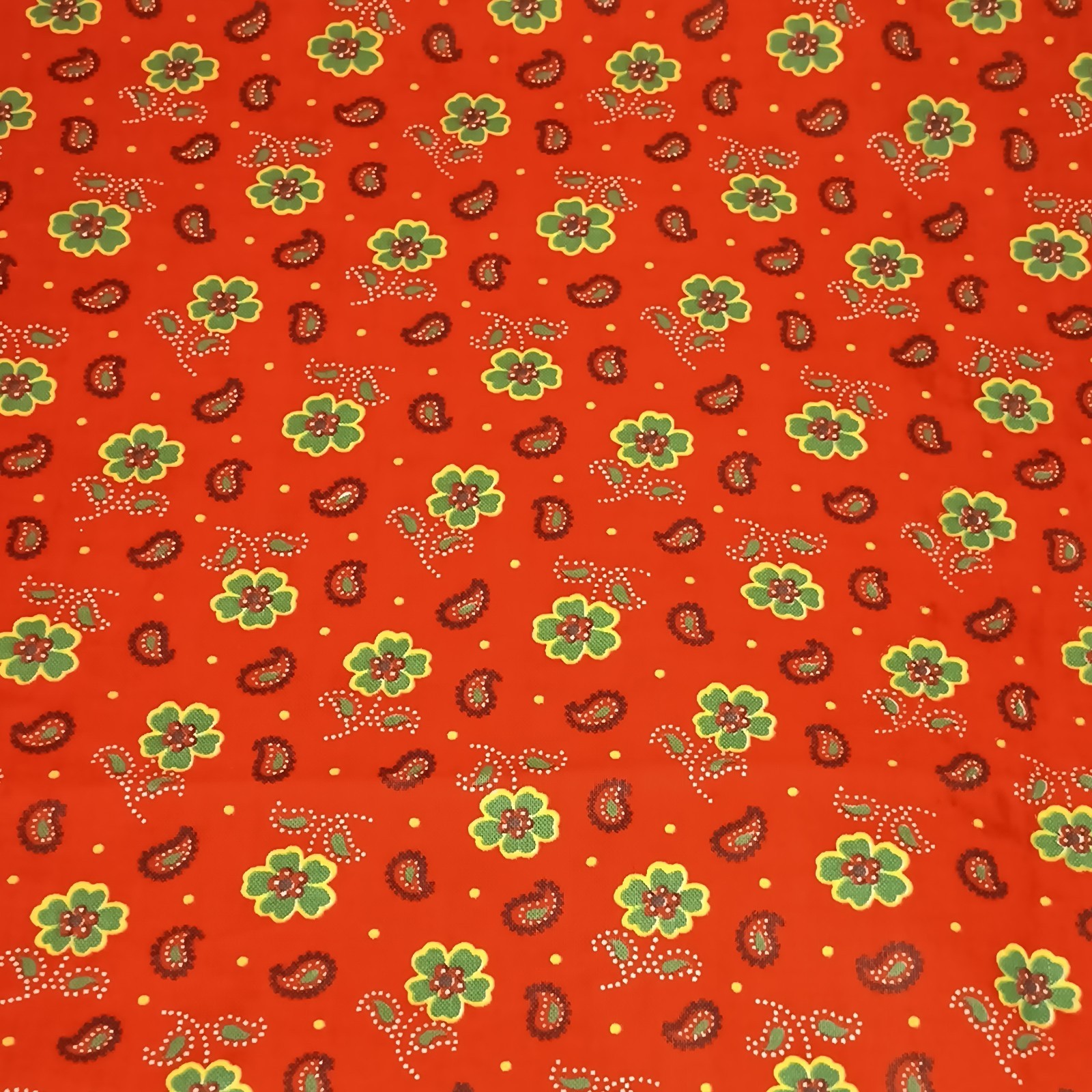 Vintage Calico AOP Floral & Paisley Fabric-2 1/3 Yds-1970-Cotton-Quilting-Clover