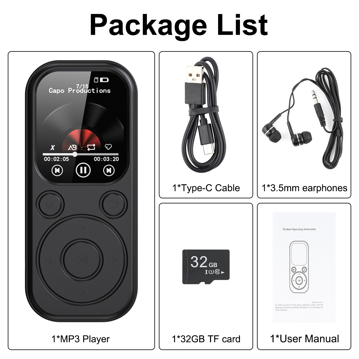 Support 128GB MP4/MP3 Bluetooth Lossless Music Player FM Radio Recorder Sport US