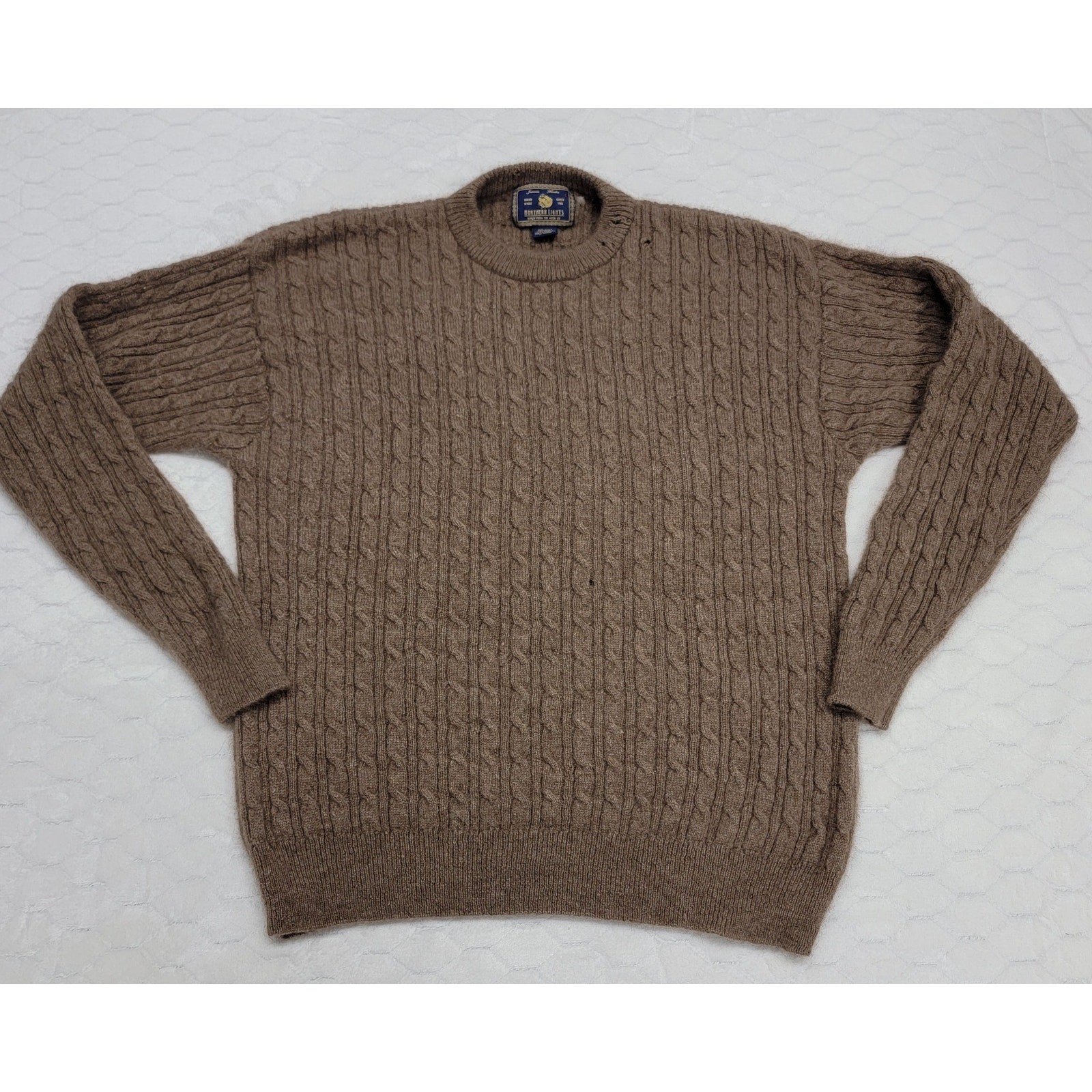 Vintage Northern Lights 100% Qiviut Musk Ox Hair Cable Knit Sweater Brown Large