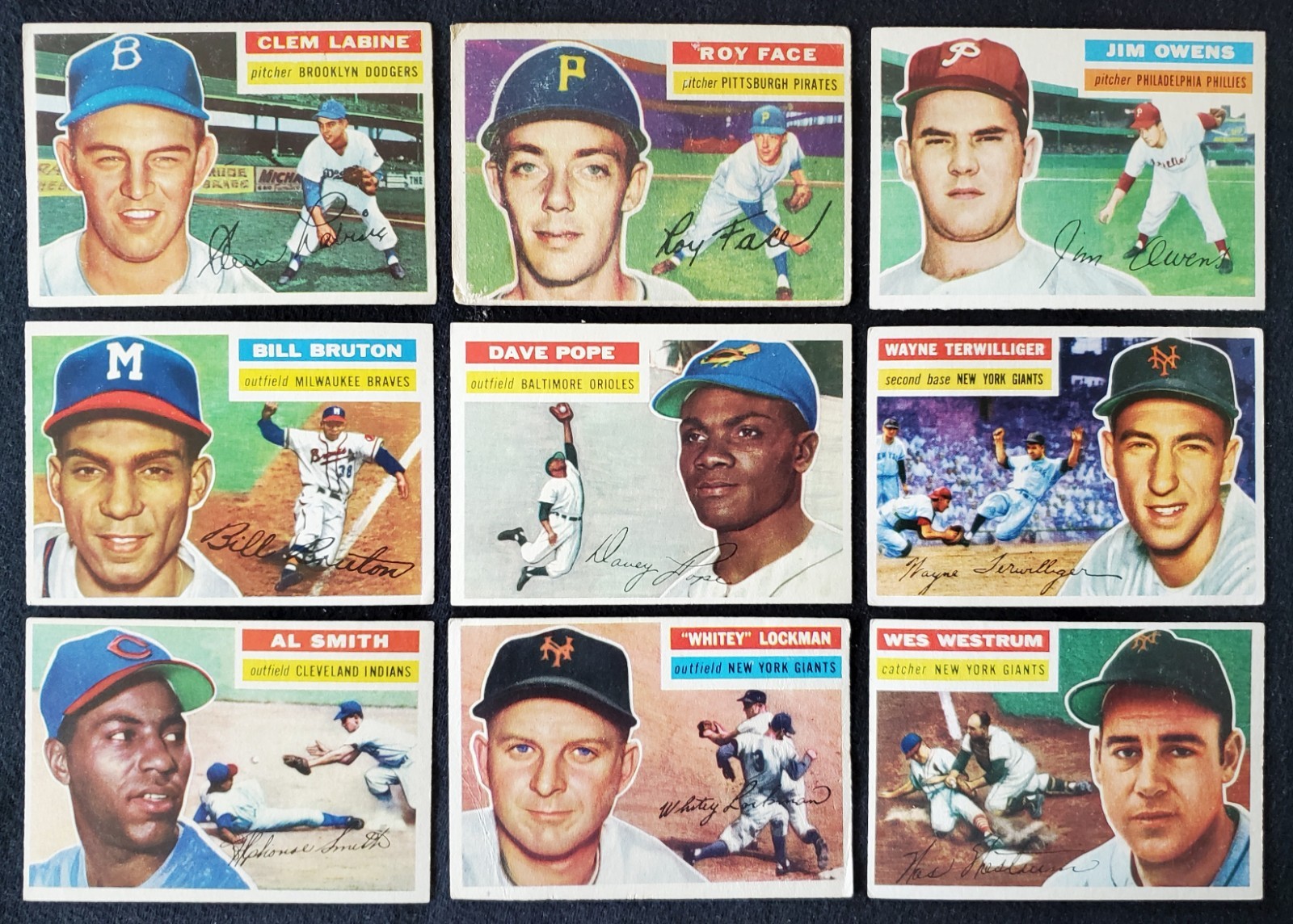 1956 MLB 9x HOF MVP All-Star Legends Topps Tall Cards