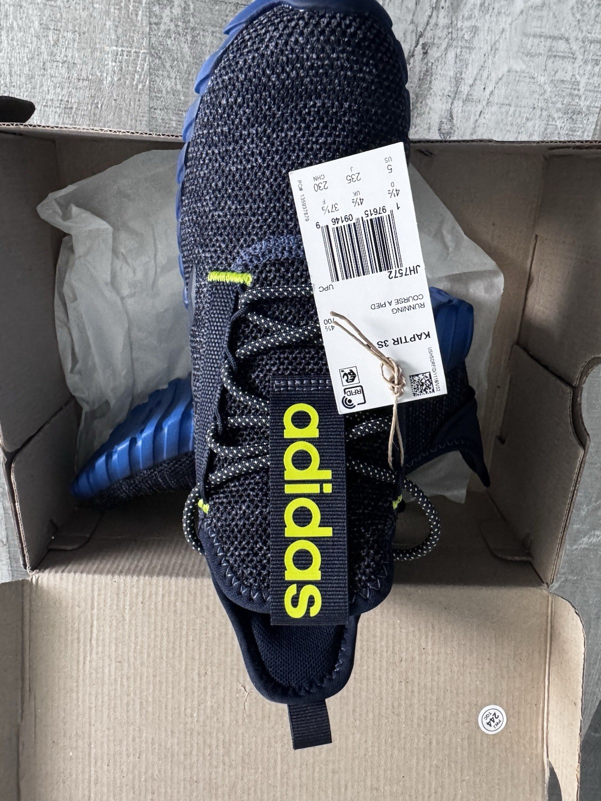 adidas Kaptir 3.0 Men’s Low Top Athletic Sneakers Black Blue Yellow Lace Up