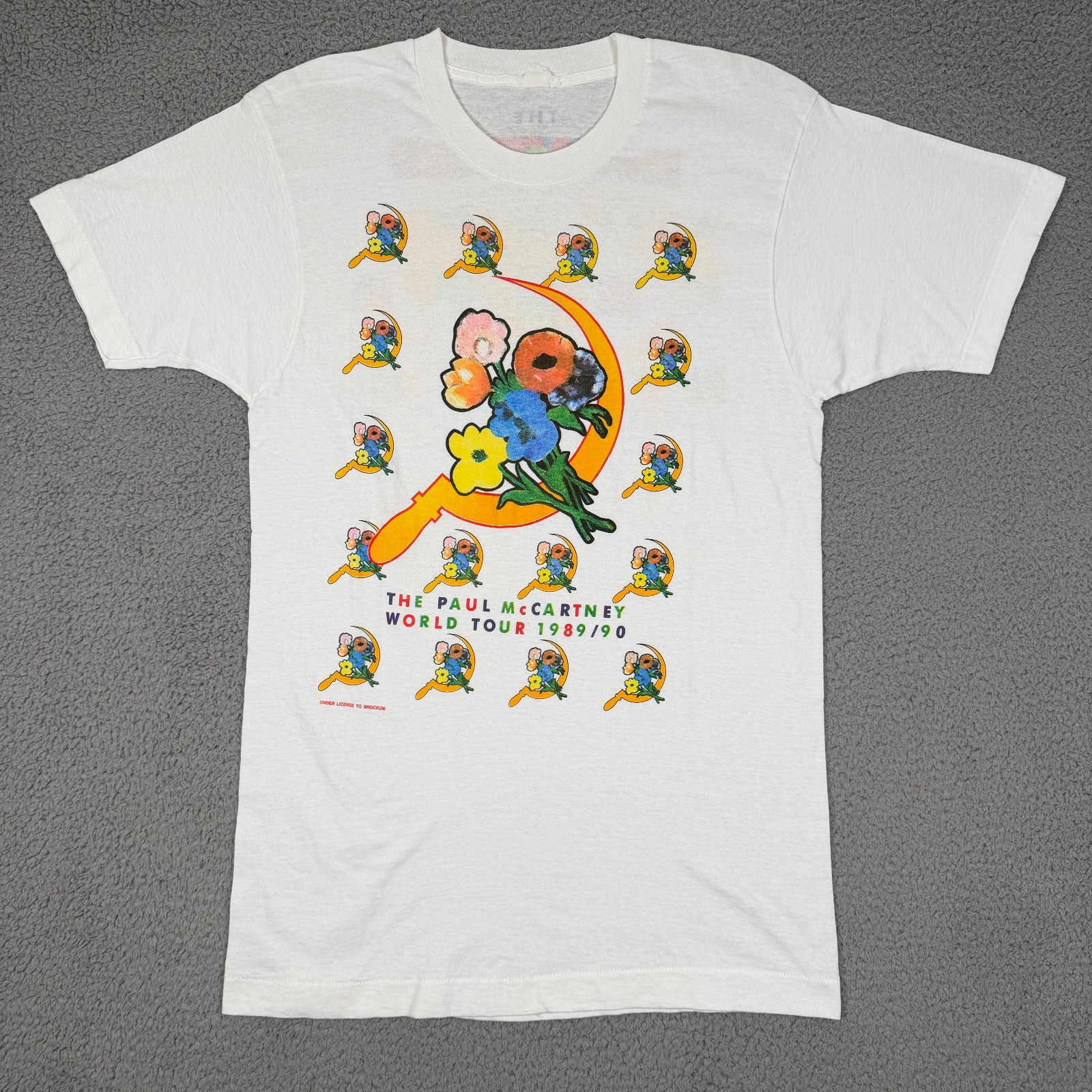 VTG Paul Mcartney 1989/90 Tour Tee Shirt Mens XS Flower and Sickle Single Stitch