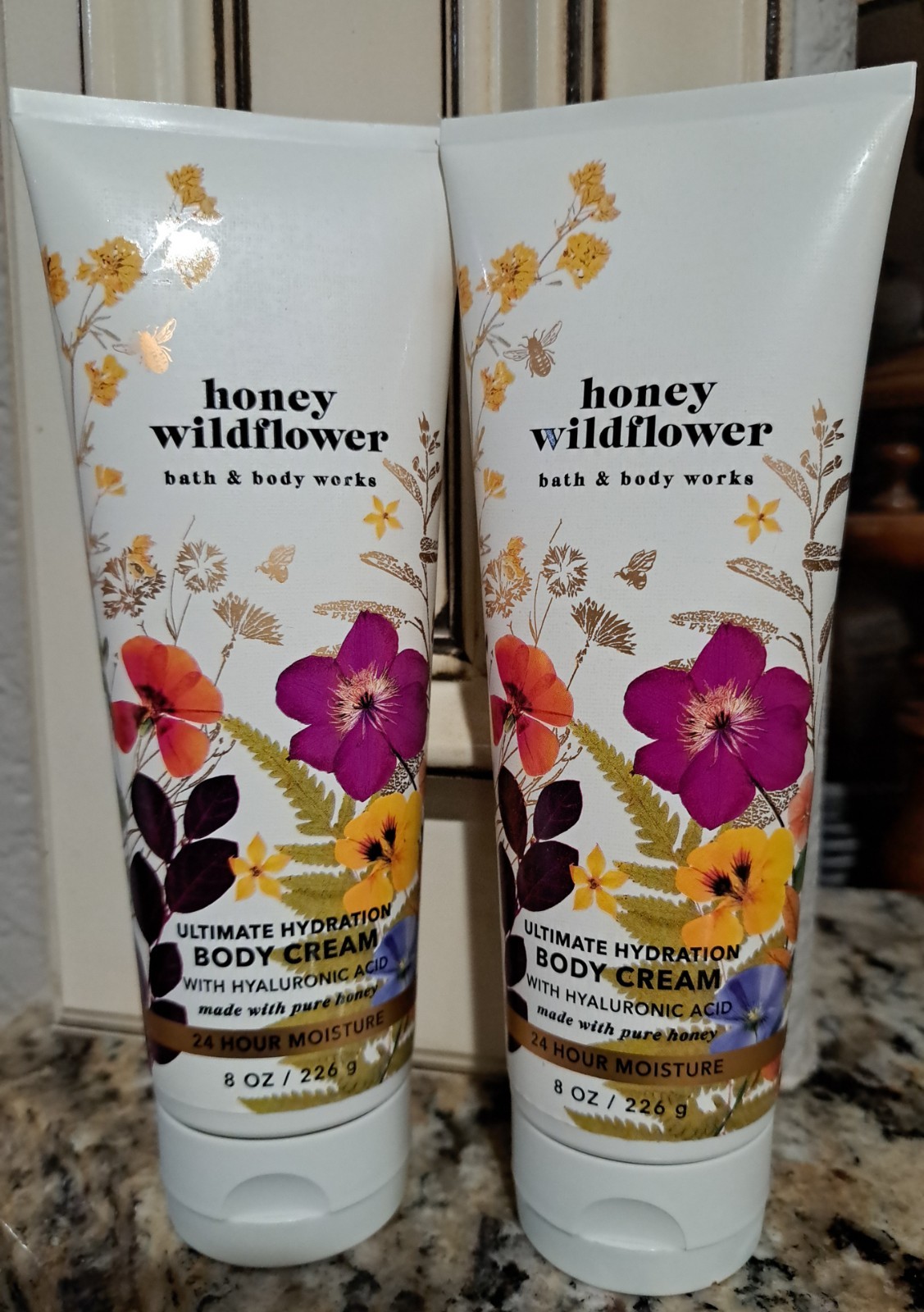 Bath And Body Works Honey Wildflower Body Cream Lot 2- 8oz Each.