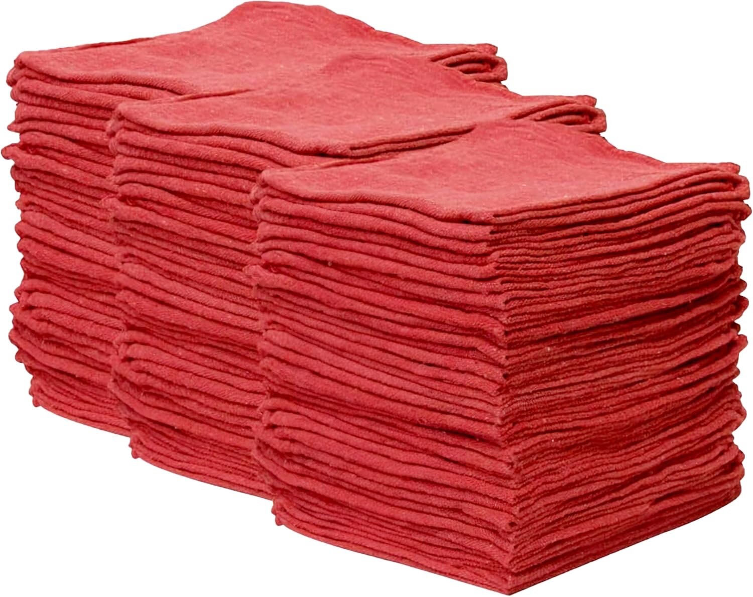 2500 Pieces Red Shop Towels Large 15x15 Cleaning Rags, Fast 