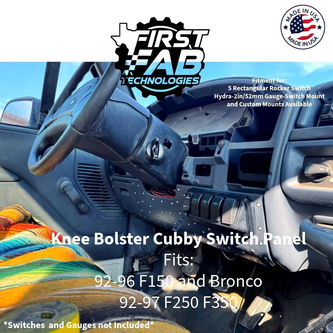 92-96 OBS Ford F-150 F-250 F-350 Knee Bolster Custom Switch Panel - 5 Rocker