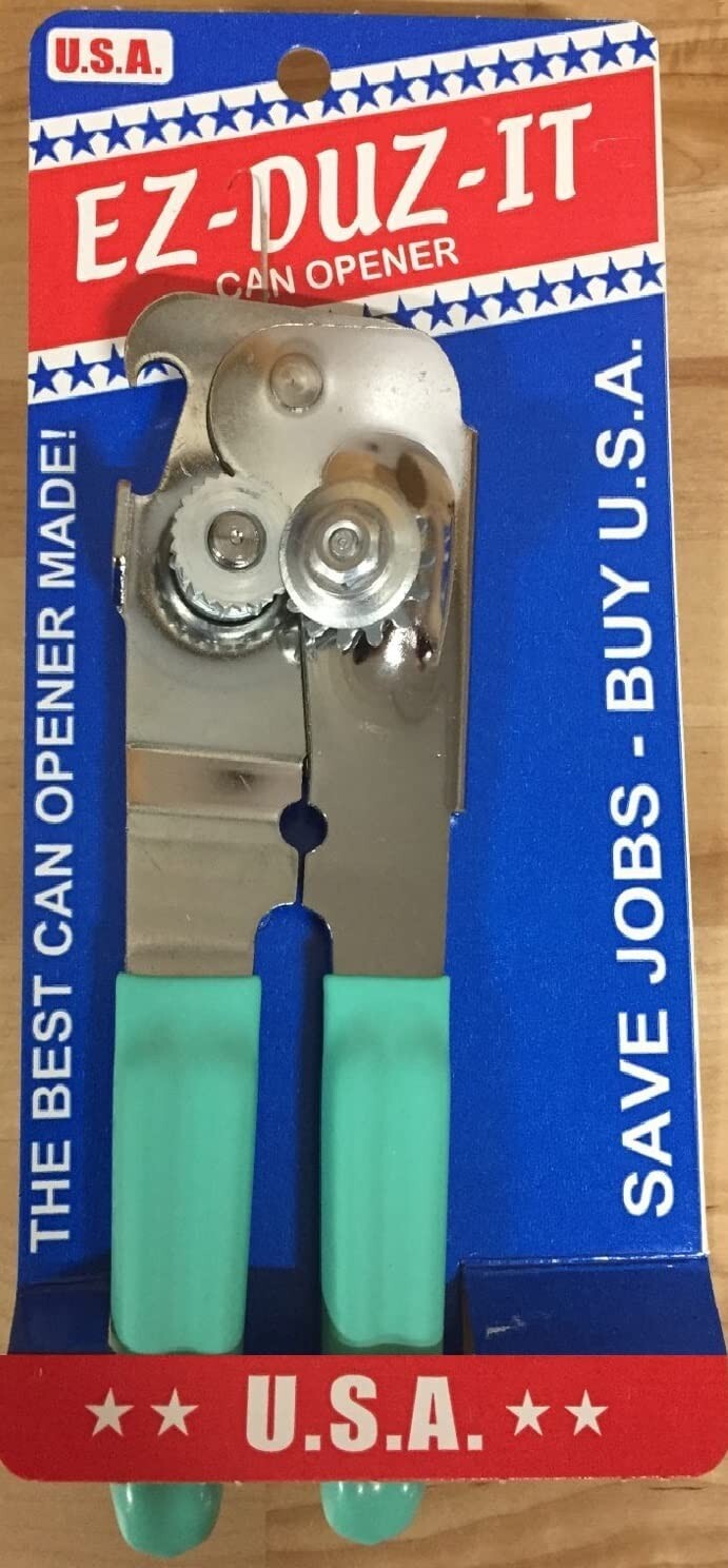 EZ DUZ IT Made in the USA Manual CAN OPENER w/ TURQUOISE Grips AMERICAN Made EZ DUZ IT Made in the USA Manual CAN OPENER w/ TURQUOISE Grips AMERICAN Made