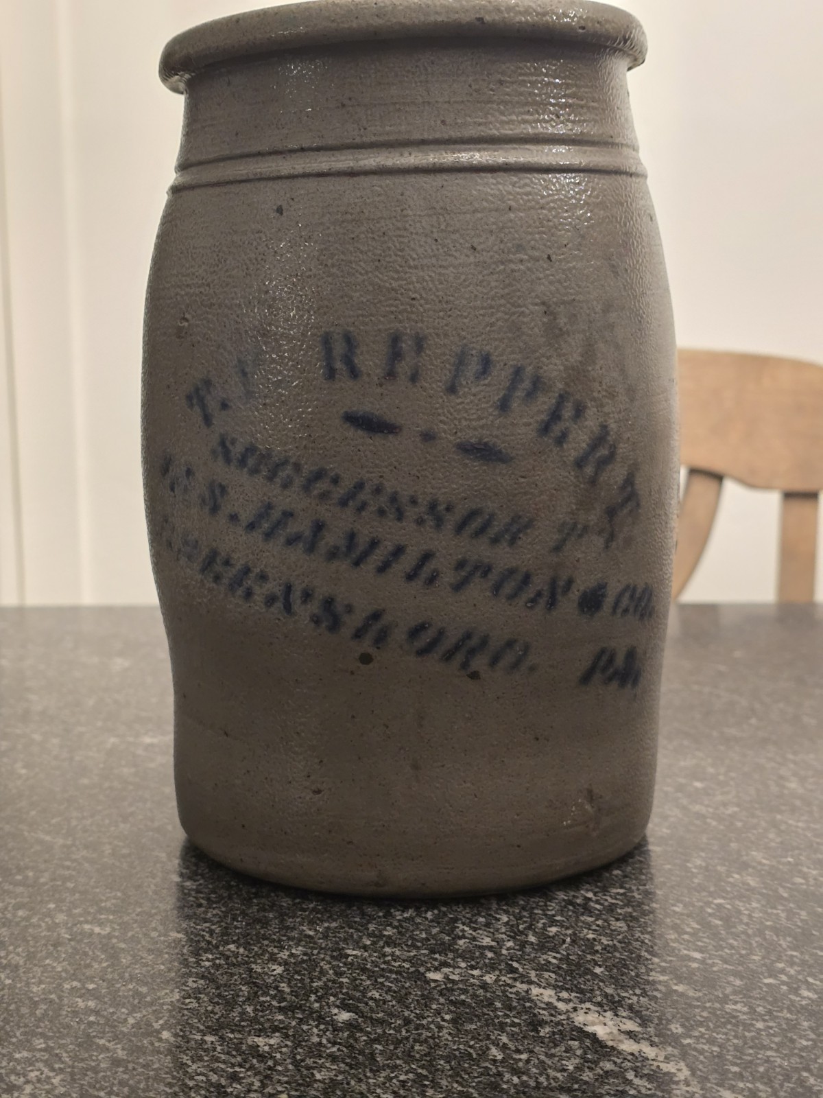 Antique 1 Gallon Stoneware Wax Sealer Crock – T.F. Reppert Greensboro PA 