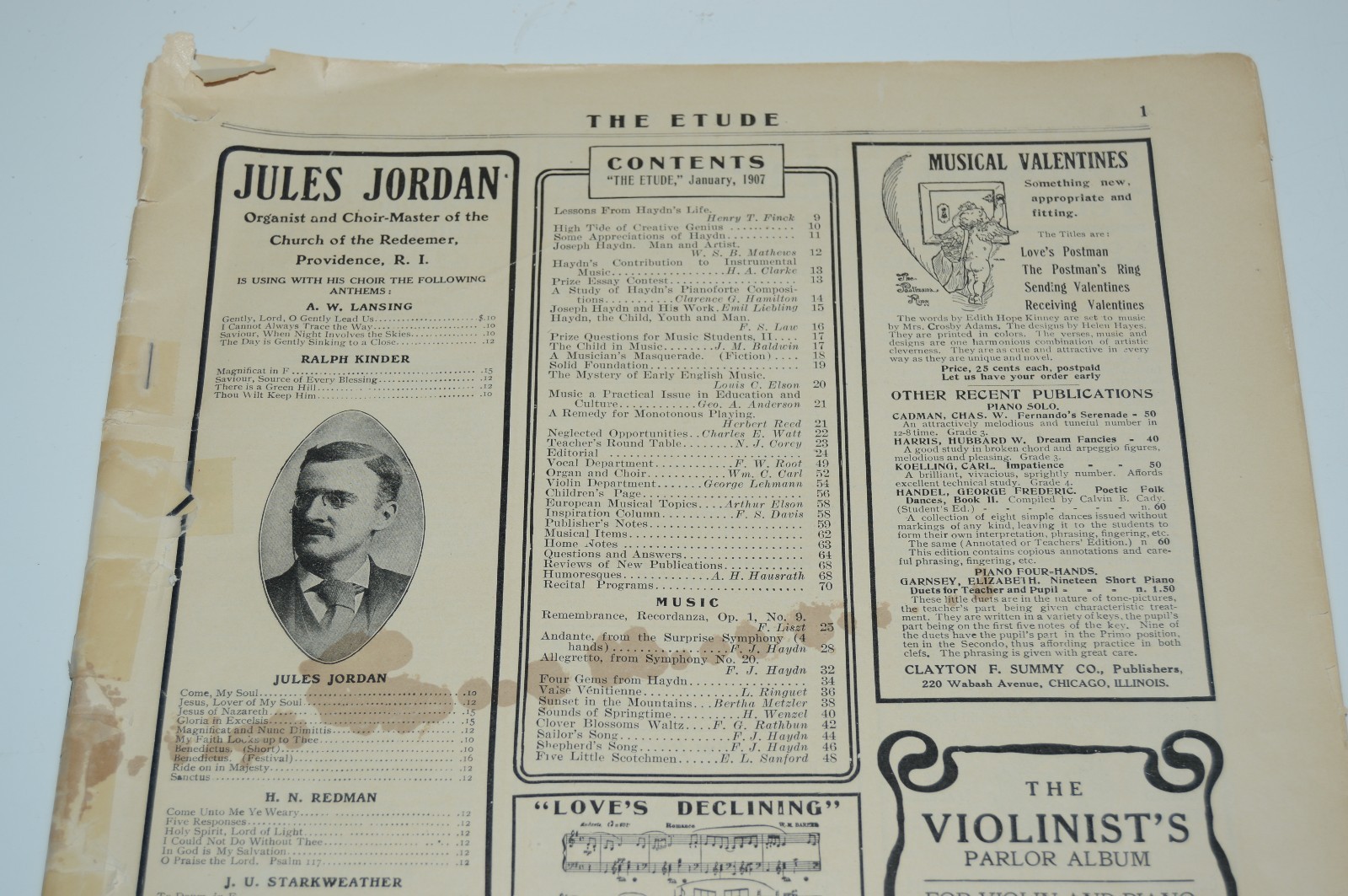 WOW 1907 Vintage THE ETUDE Music Musician's Catalog WOW 1907 Vintage THE ETUDE Music Musician's Catalog