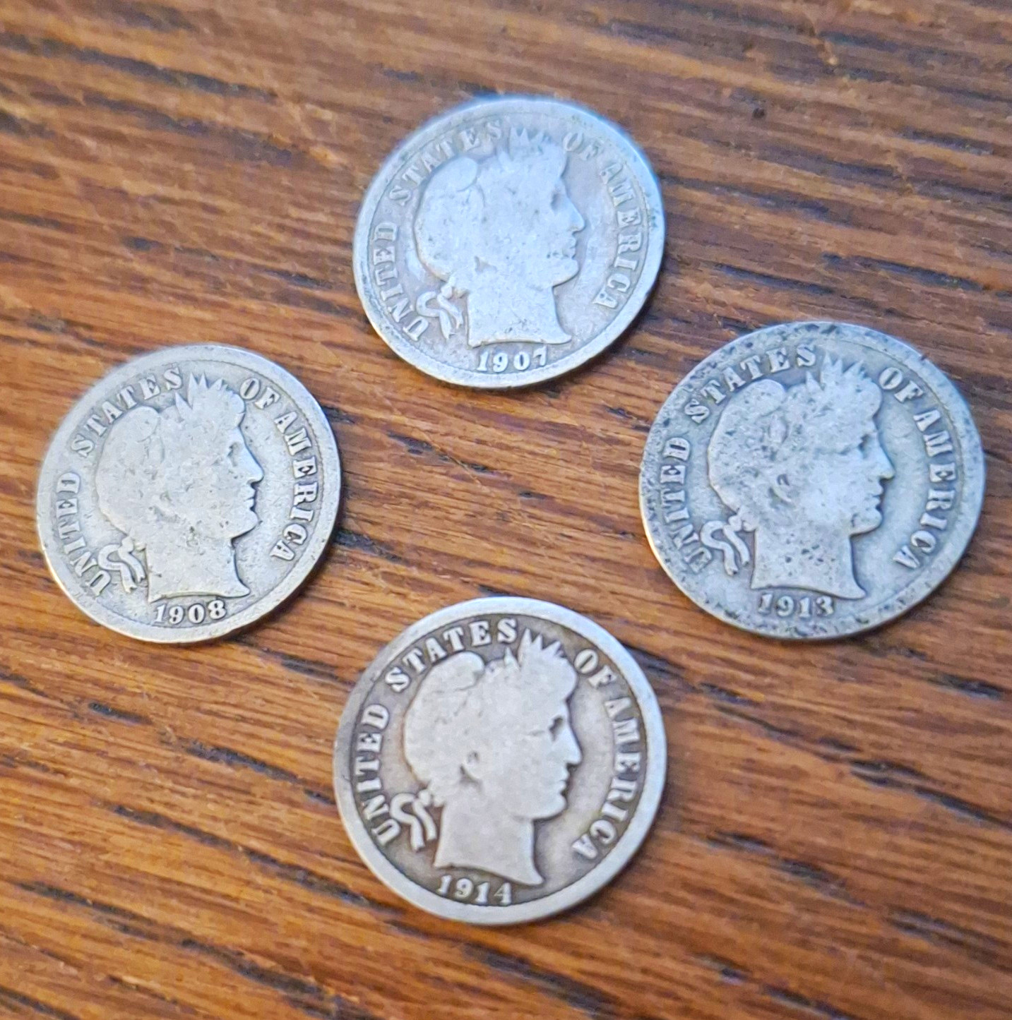 ** Nice ** 4 Barber dimes (silver)...Nice ** Nice ** 4 Barber dimes (silver)...Nice