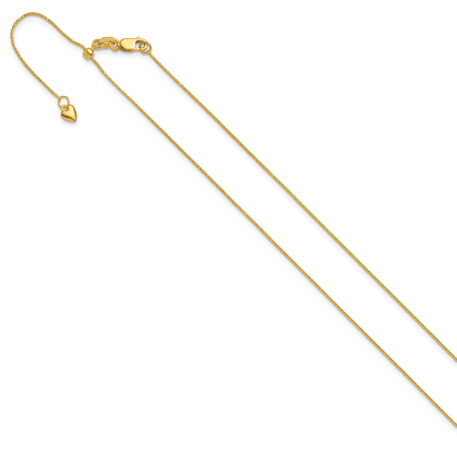 Leslie\'s Adjustable .8mm Diamond-Cut Wheat Chain Necklace 14k Yellow Gold