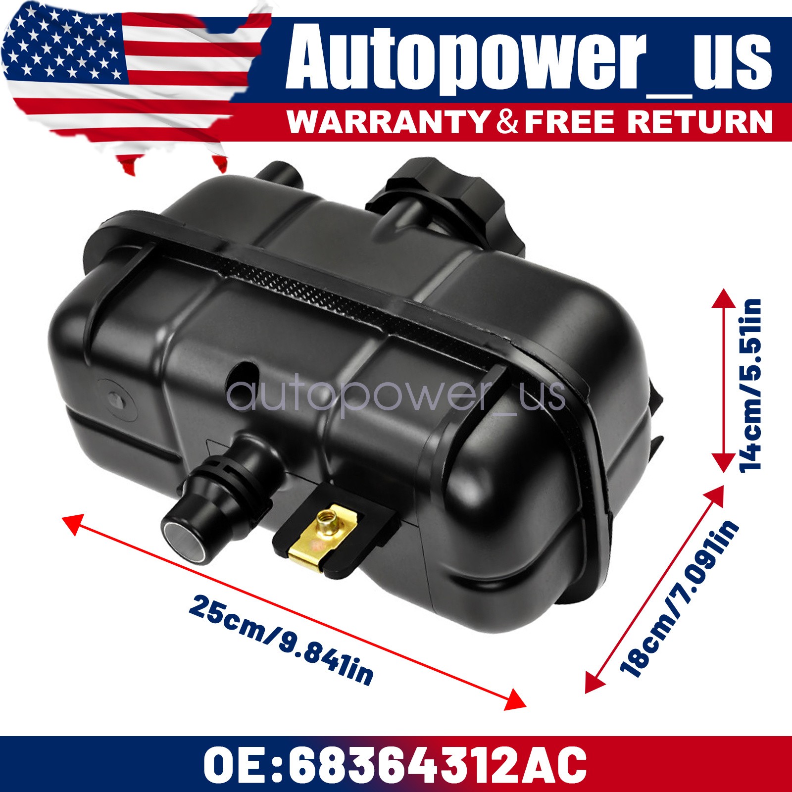 Fit 2018-2024 Jeep Wrangler 2.0L Engine Coolant Reservoir Black 68364312AC NEW