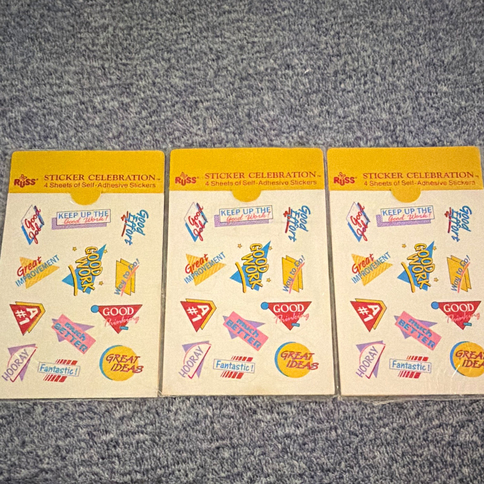 Vintage Russ Sticker Celebration Self-Adhesive Stickers Style 2371 Lot of 3
