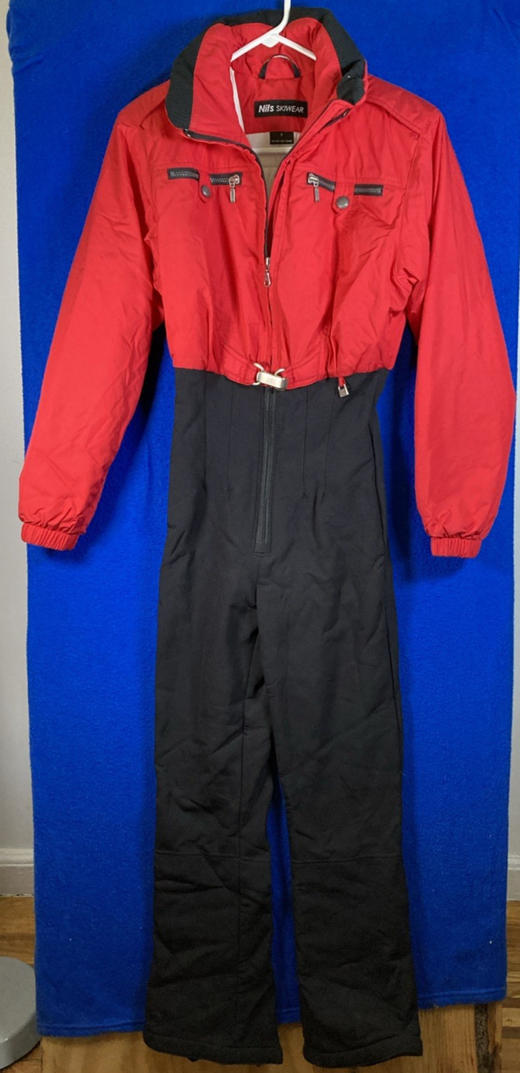 Vintage Nils Ski Suit Womens Size 8 One Piece Jumpsuit Snowsuit Stretch Stirrup