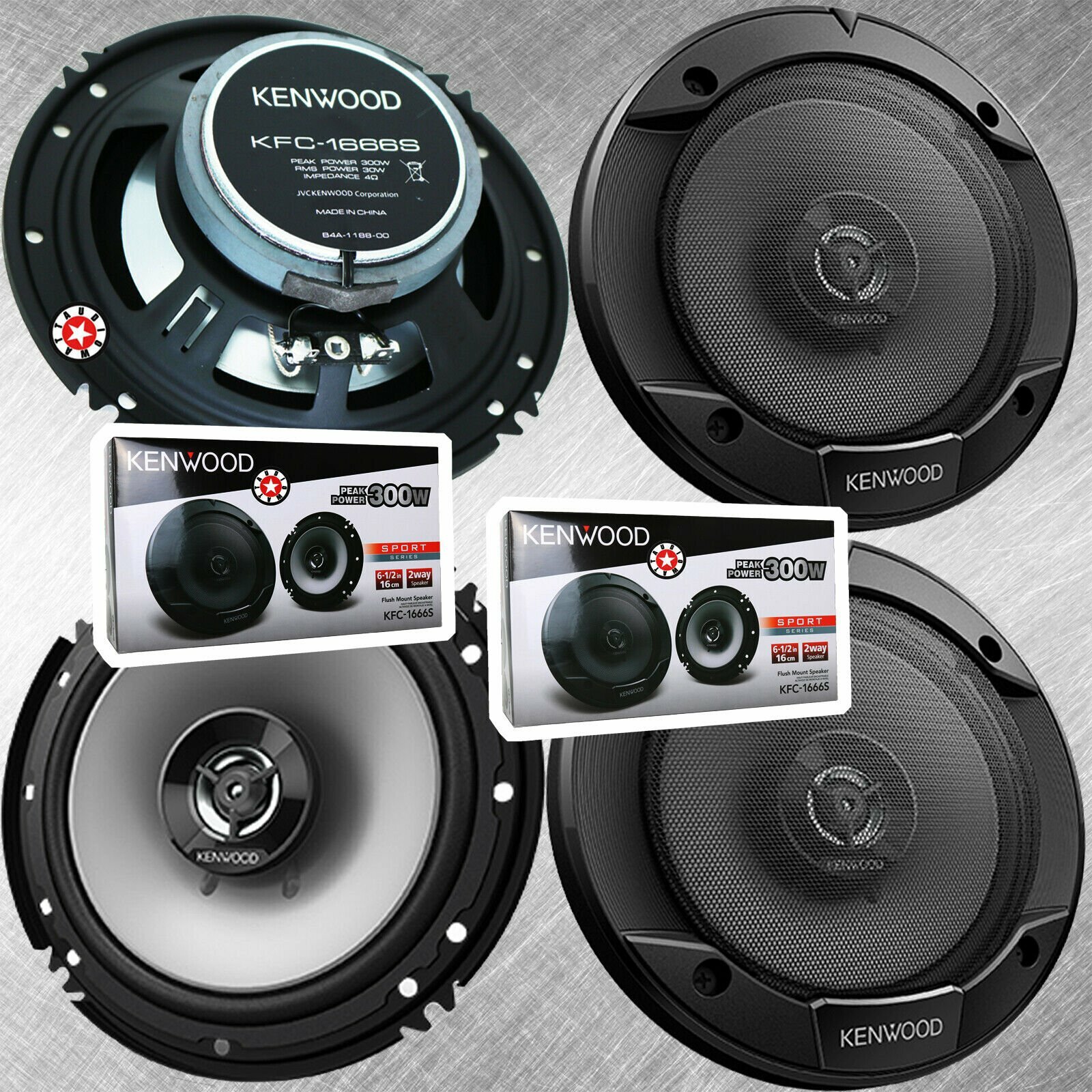 4x Kenwood Car Audio KFC-1666S 300 Watts 6.5\