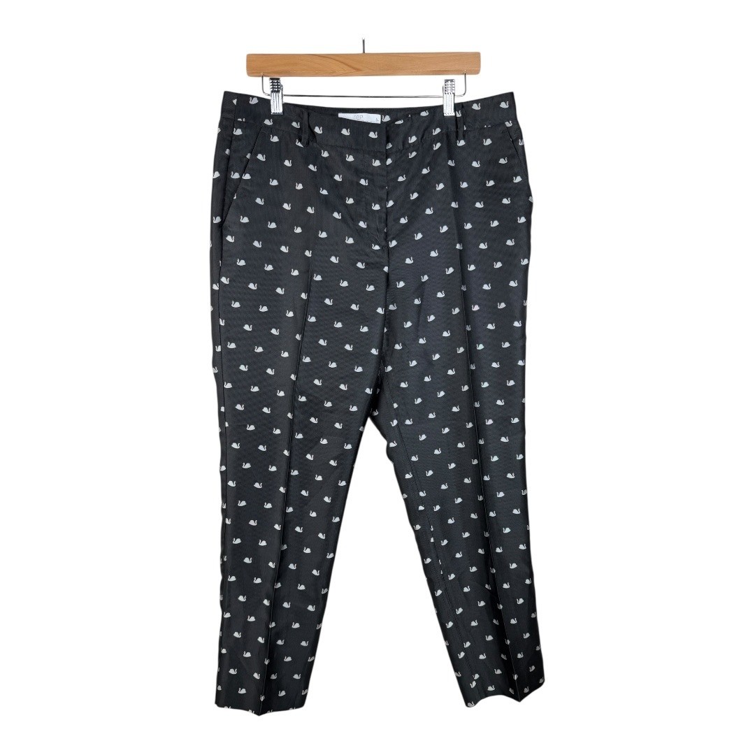 RSVP by Talbots Swan All Over Print Pants Lined Casual Ribbed Trousers Size 12