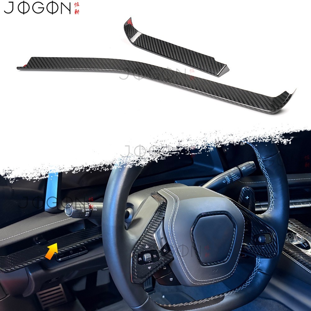 2PC Real Carbon Fiber Dashboard Vent Chrome Cover For Corvette C8 Stingray 2026+