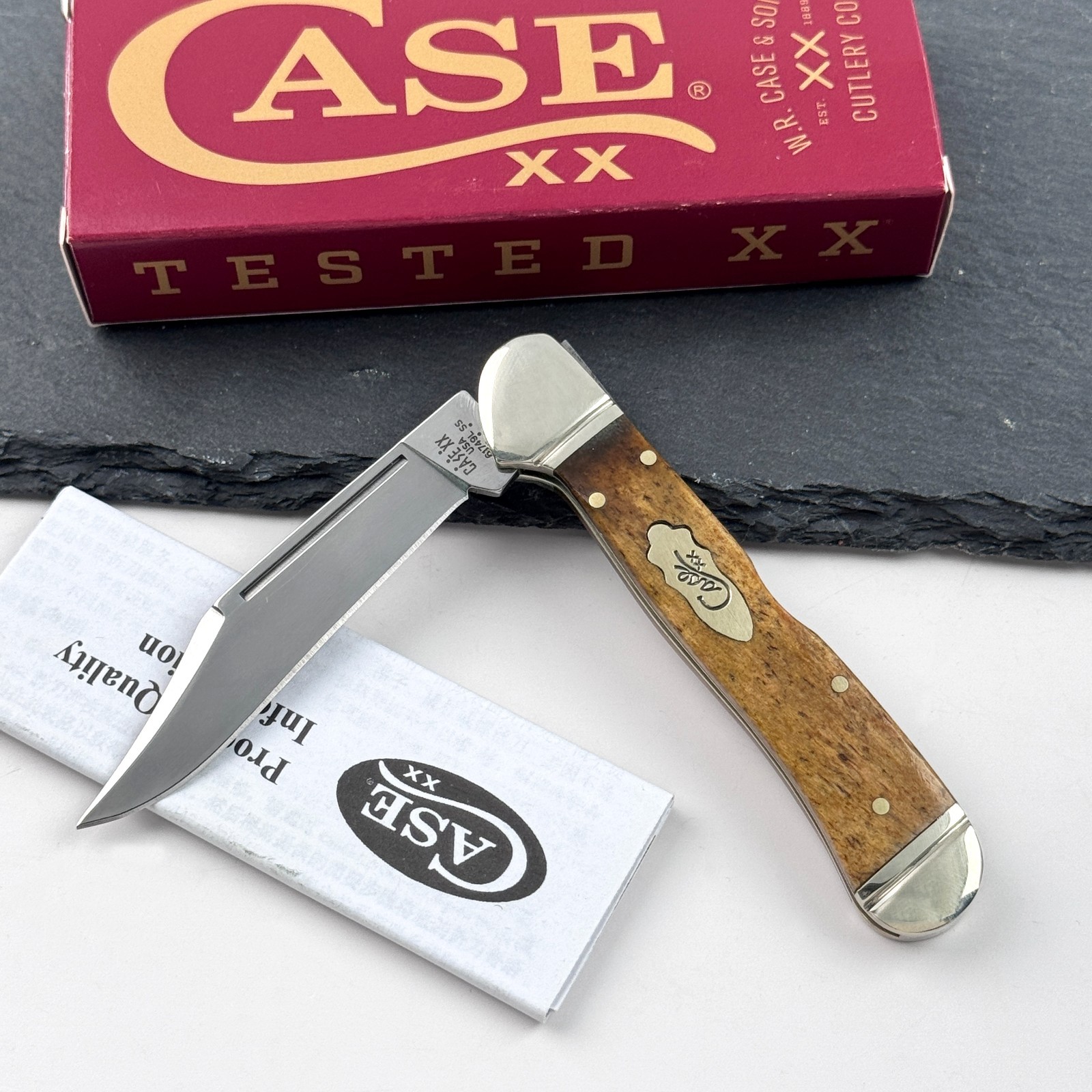 Case XX 58186 Mini CopperLock Smooth Antique Bone Stainless Pocket Knife