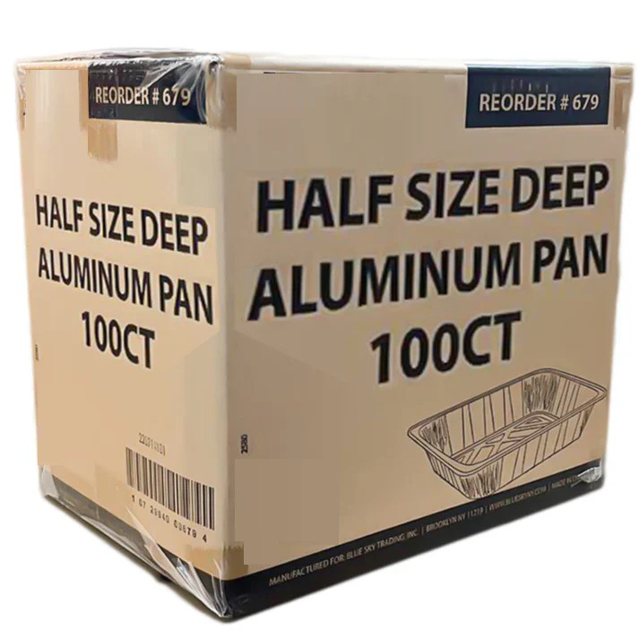 VeZee 9x13 Disposable Aluminum Pans Half Size Deep For Baking-100 Pack CASE VeZee 9x13 Disposable Aluminum Pans Half Size Deep For Baking-100 Pack CASE