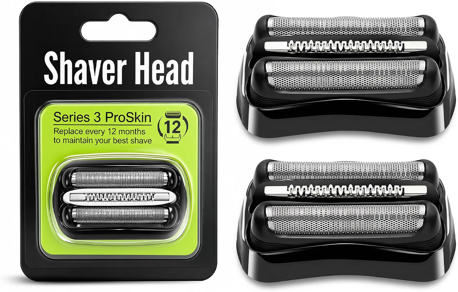 2 PACK 21B Series 3 Replacement Head Compatible with Braun S3 3010s, 3040s, 5409