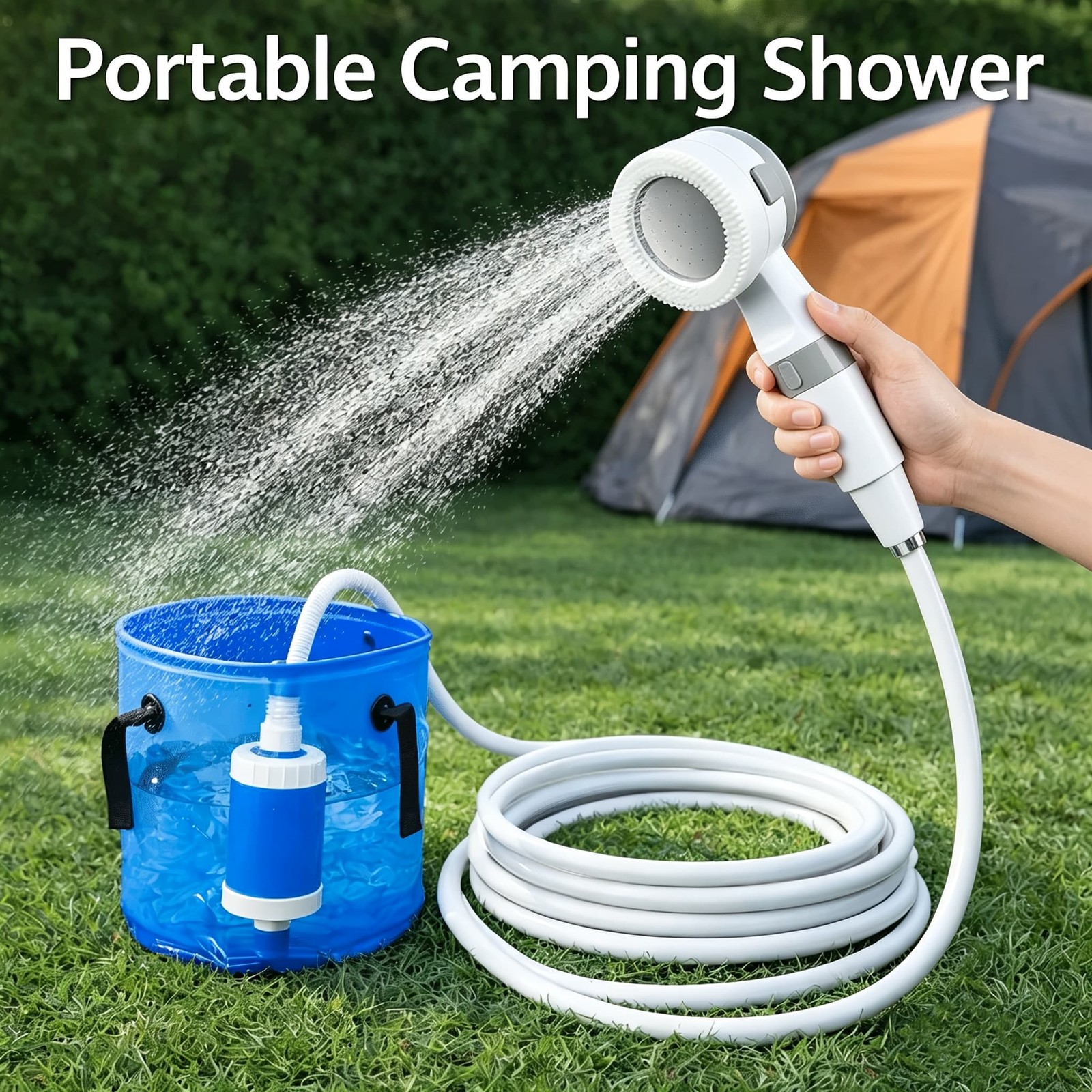 Portable shower pump and outdoor camping shower (5000mAh);