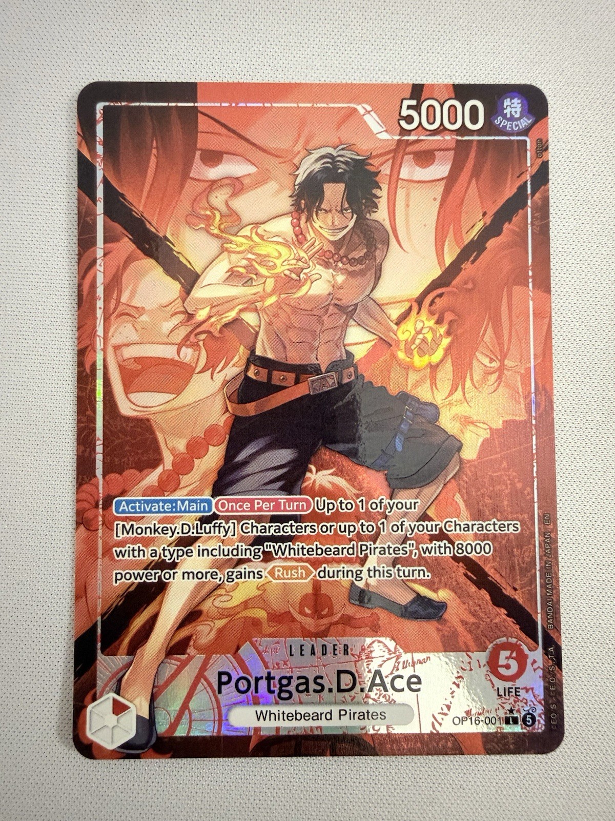 Portgas.D.Ace (001) (Alternate Art) OP16-001 The Time of Battle Foil Portgas.D.Ace (001) (Alternate Art) OP16-001 The Time of Battle Foil